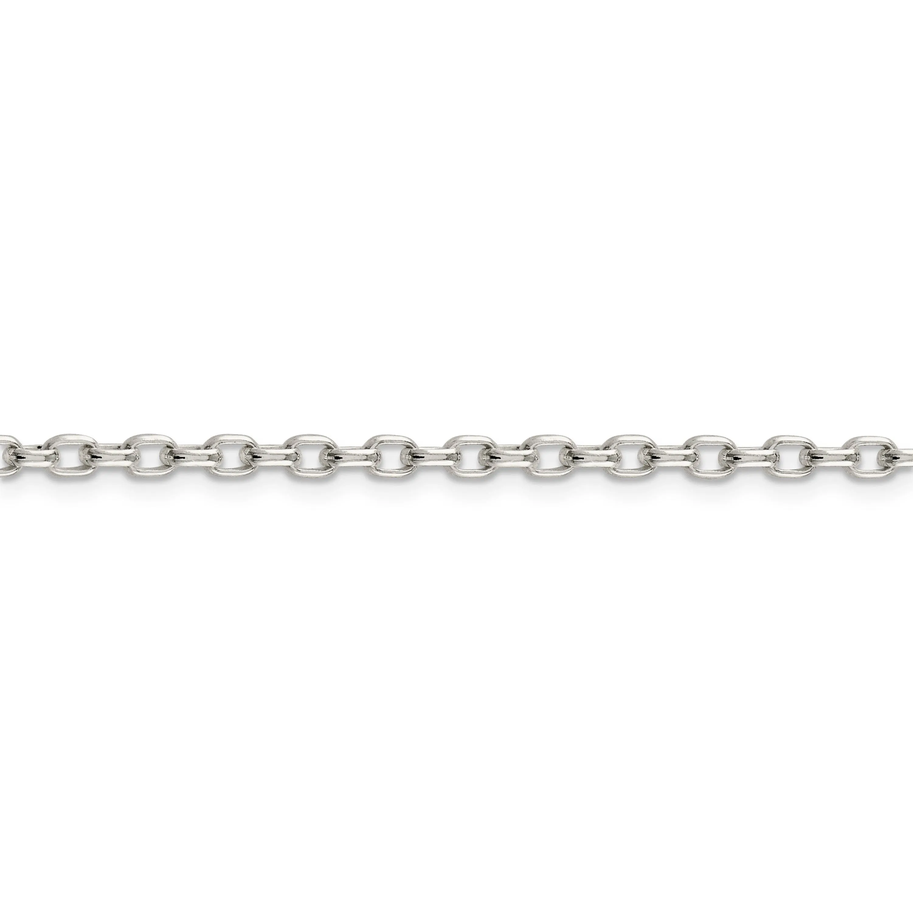 Silver Polish 3.20-mm Fancy Oval Rolo Necklace