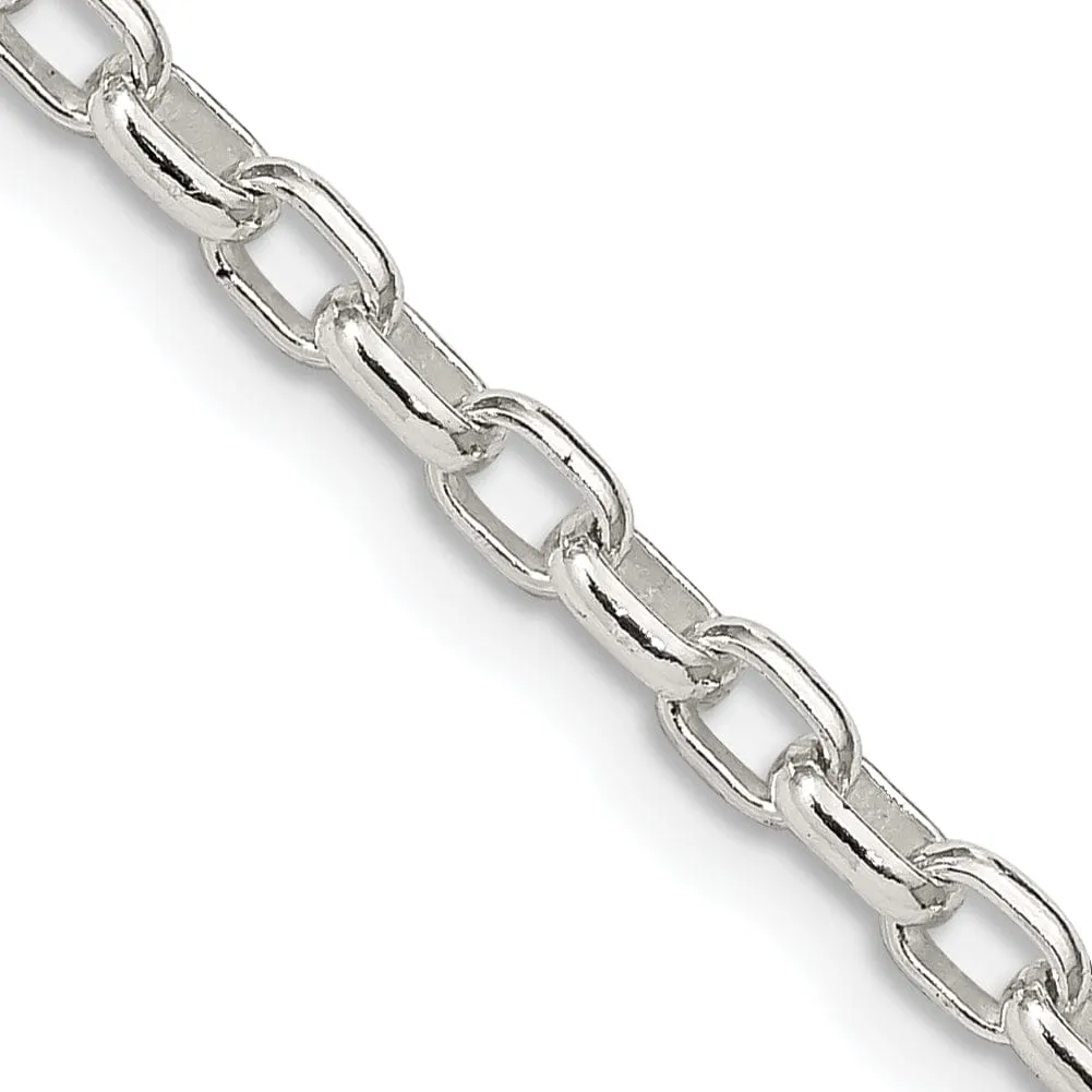 Silver Polish 3.20-mm Fancy Oval Rolo Necklace