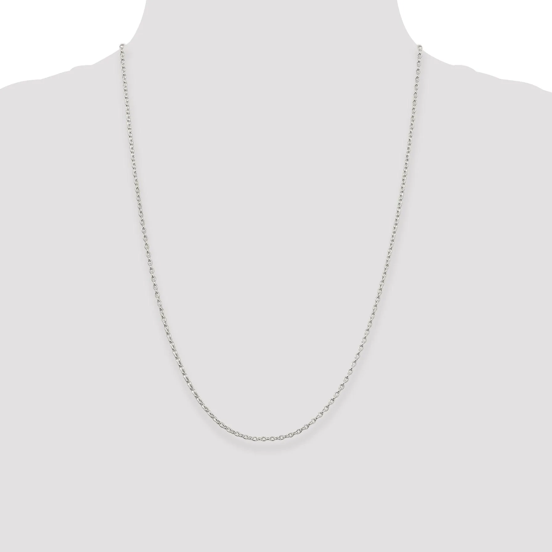 Silver Polished 2.00-mm Long Link Rolo Chain