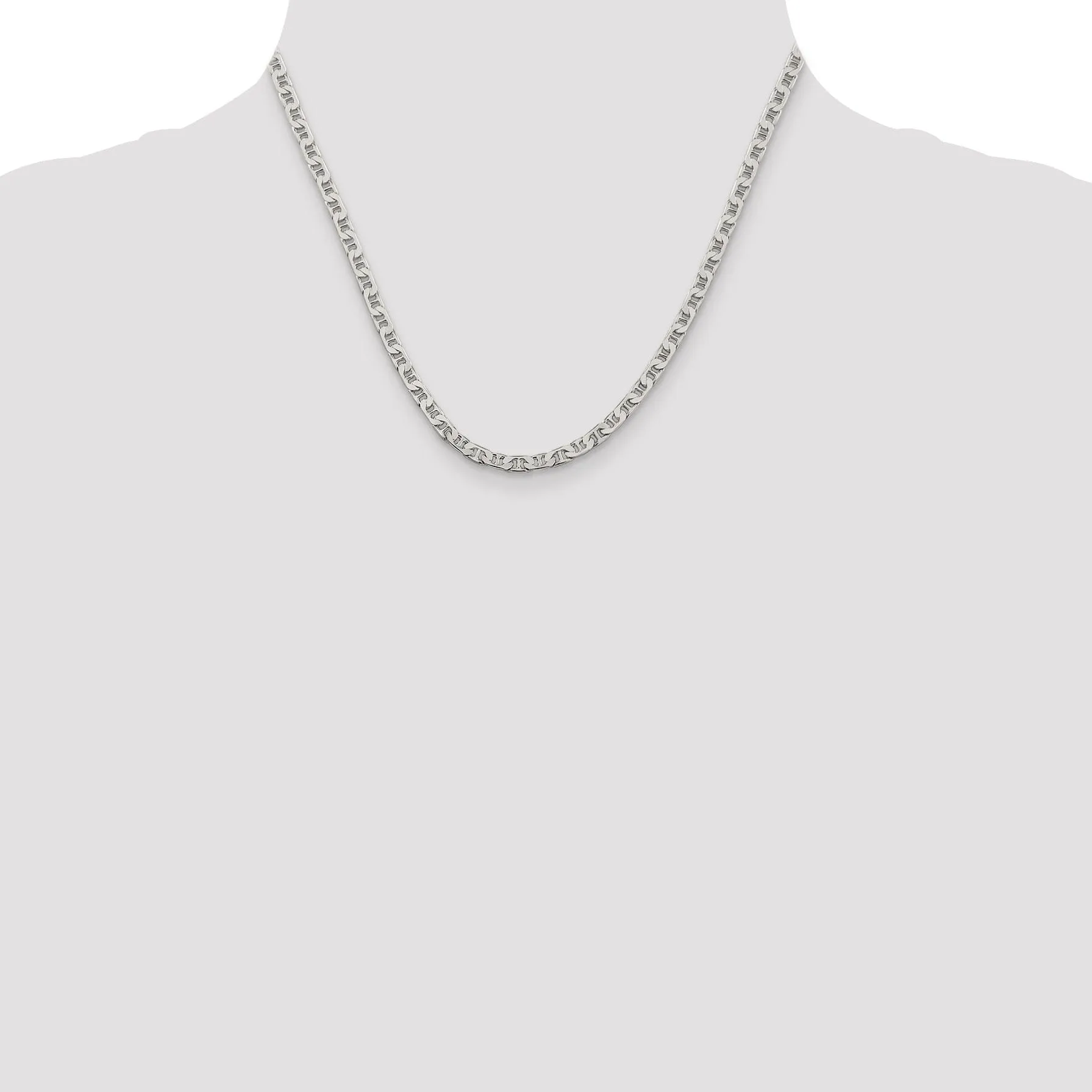 Silver Polished 3.75-mm Flat Anchor Chain
