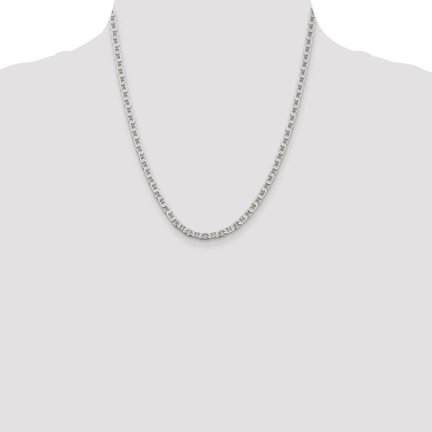 Silver Polished 3.75-mm Flat Anchor Chain