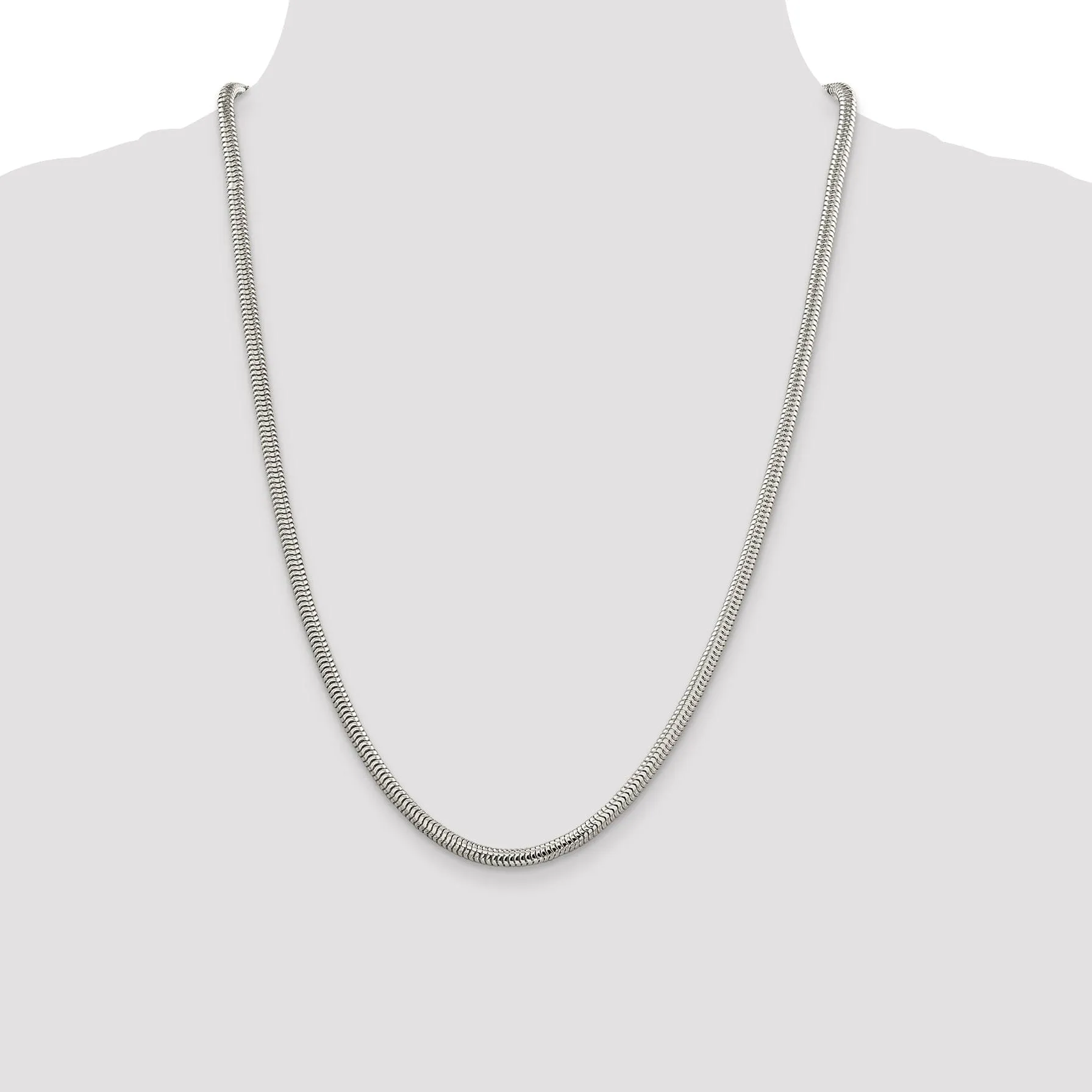 Silver Polished 4.00-mm Round Snake Chain