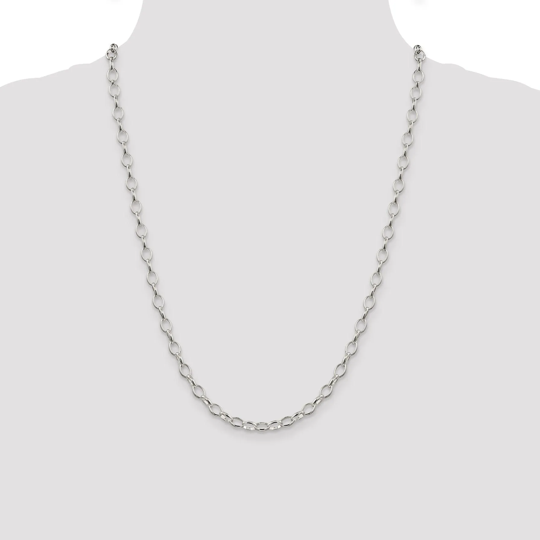 Silver Polished 5.00- mm Fancy Rolo Chain