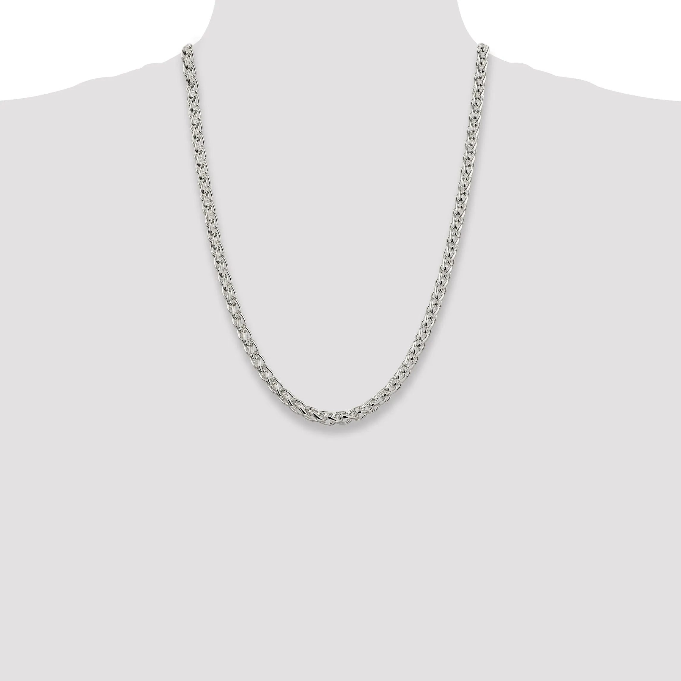 Silver Polished 6.00-mm Solid Round Spiga Chain