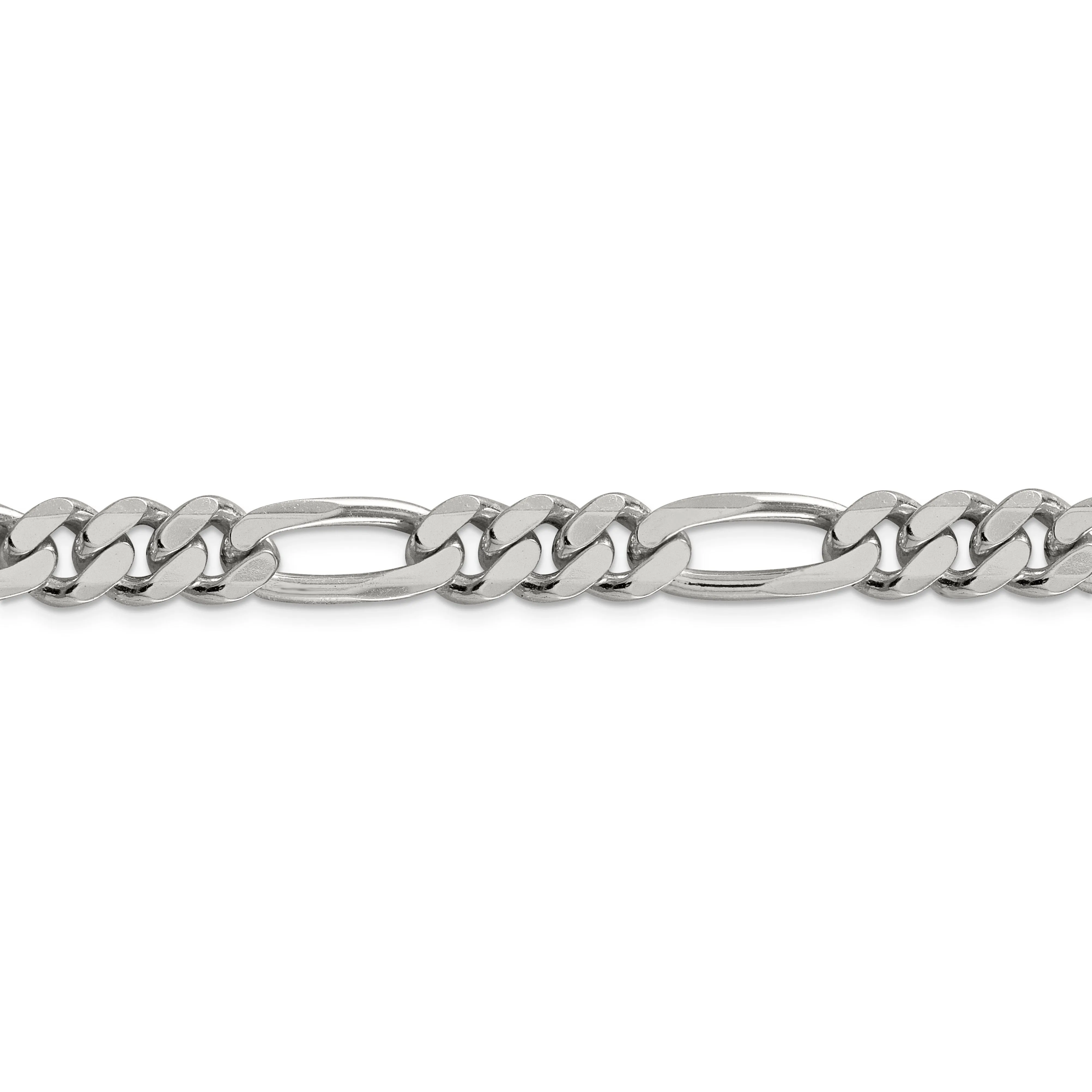 Silver Polished 9.00-mm Solid Figaro Chain