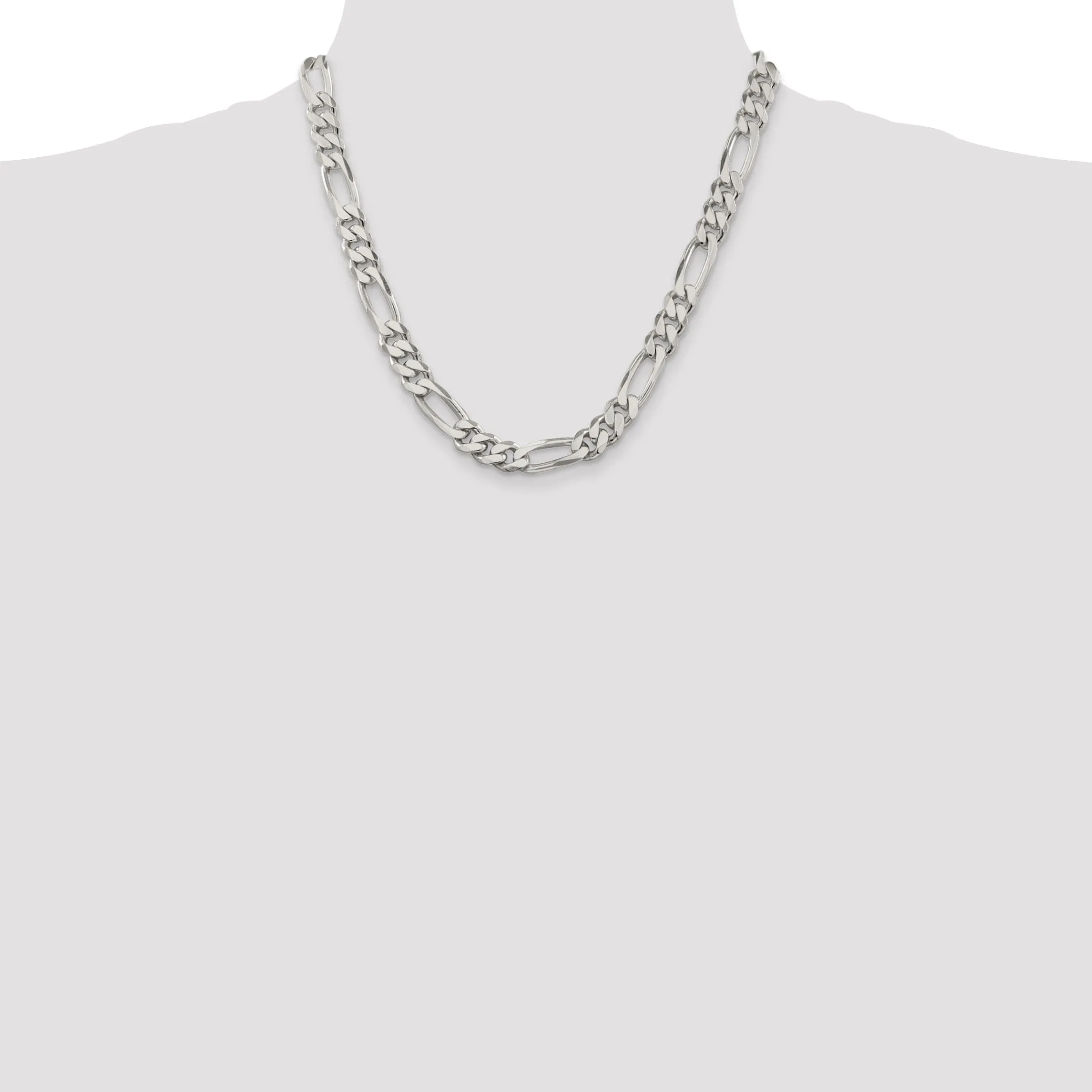 Silver Polished 9.00-mm Solid Figaro Chain