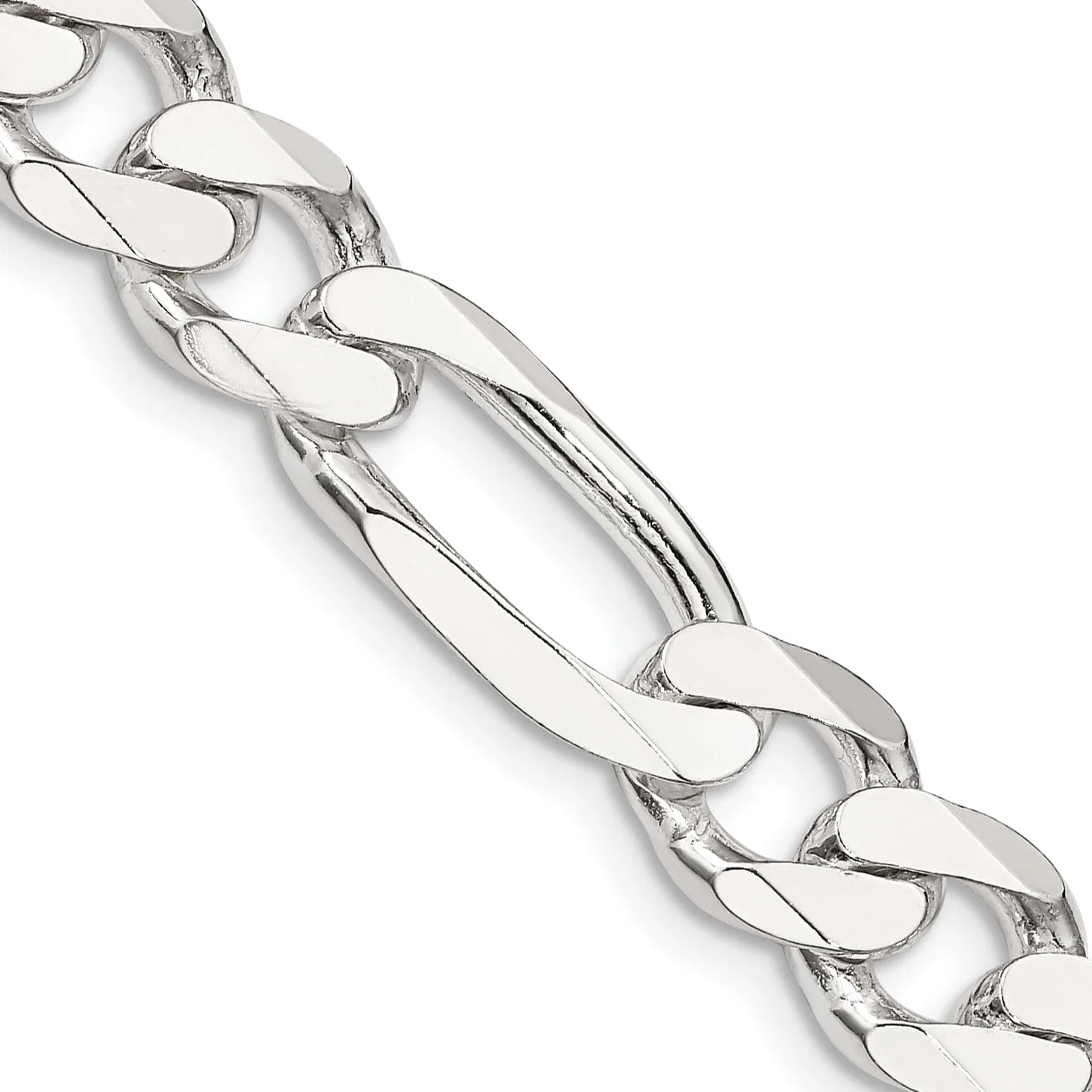Silver Polished 9.00-mm Solid Figaro Chain