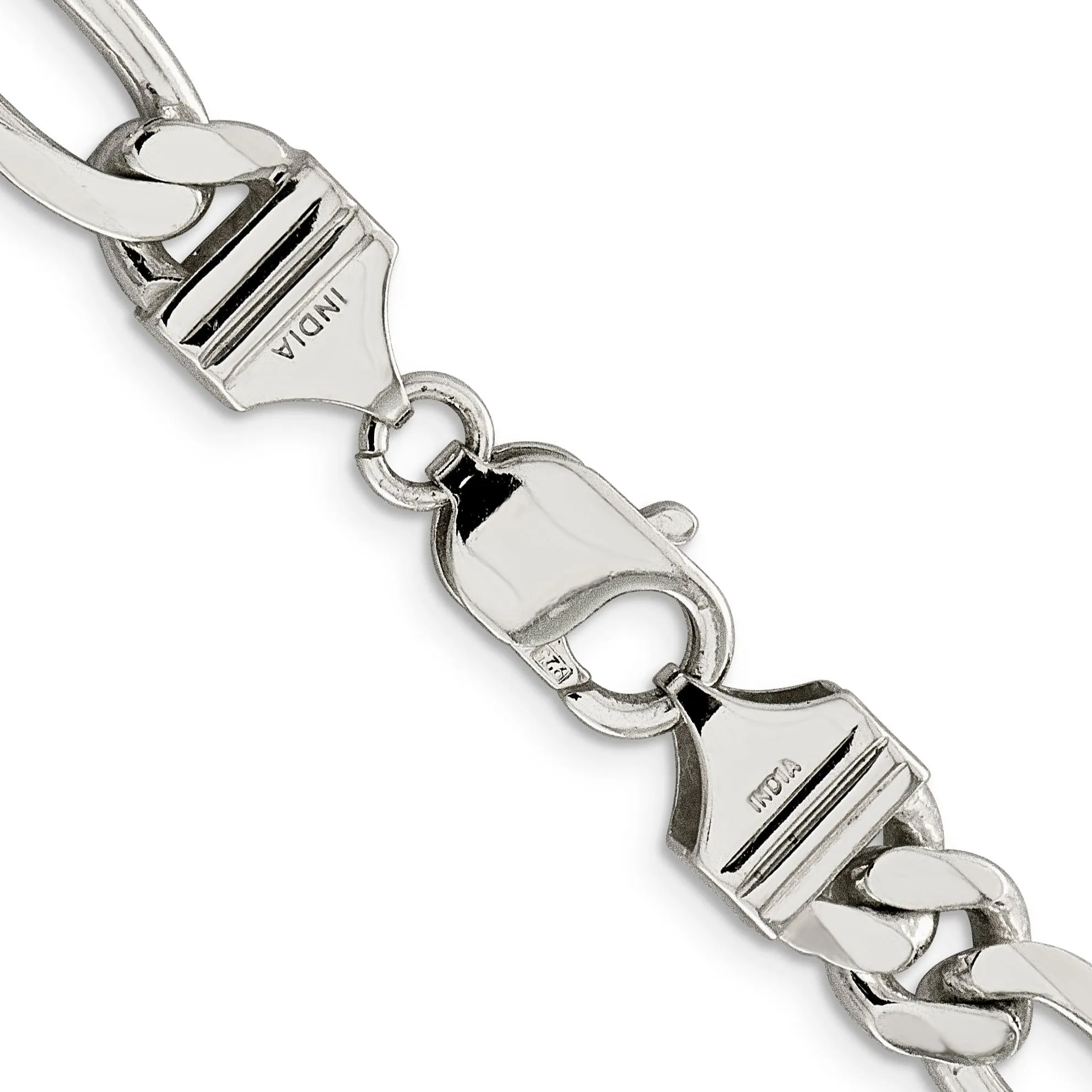 Silver Polished 9.00-mm Solid Figaro Chain