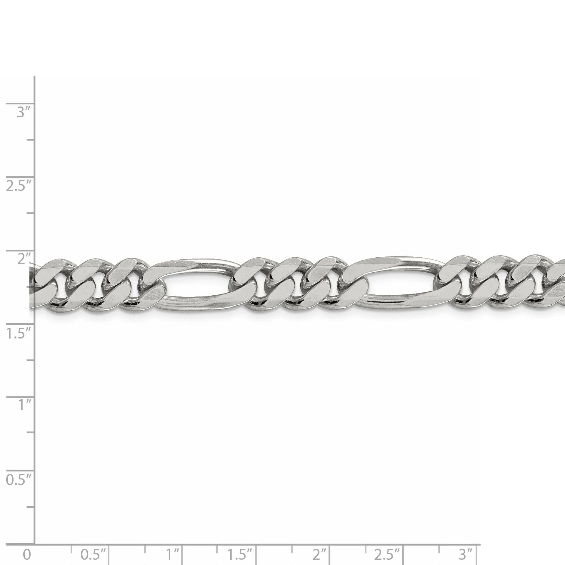 Silver Polished 9.00-mm Solid Figaro Chain