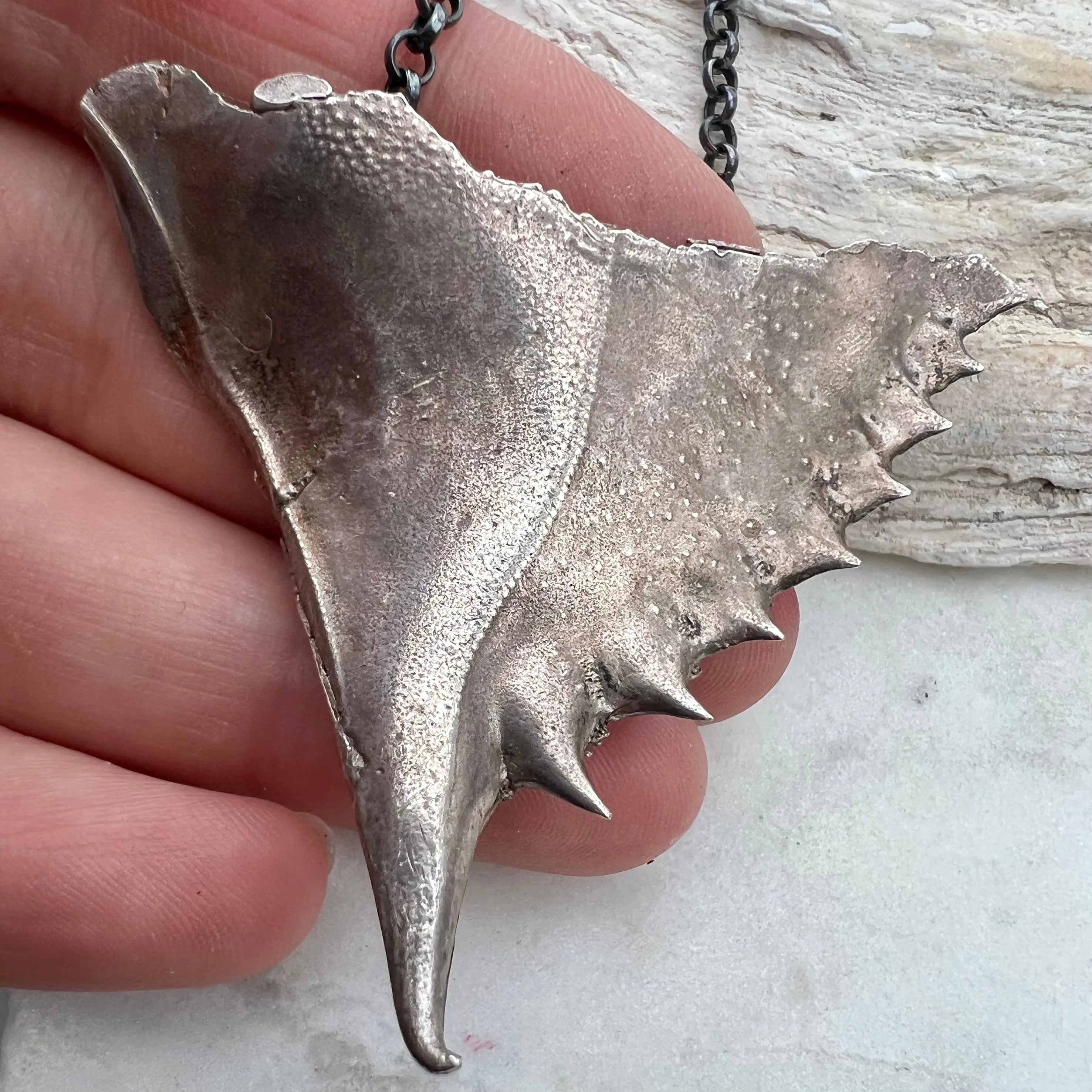 Silver TELSUN Fossil Crab Amulet