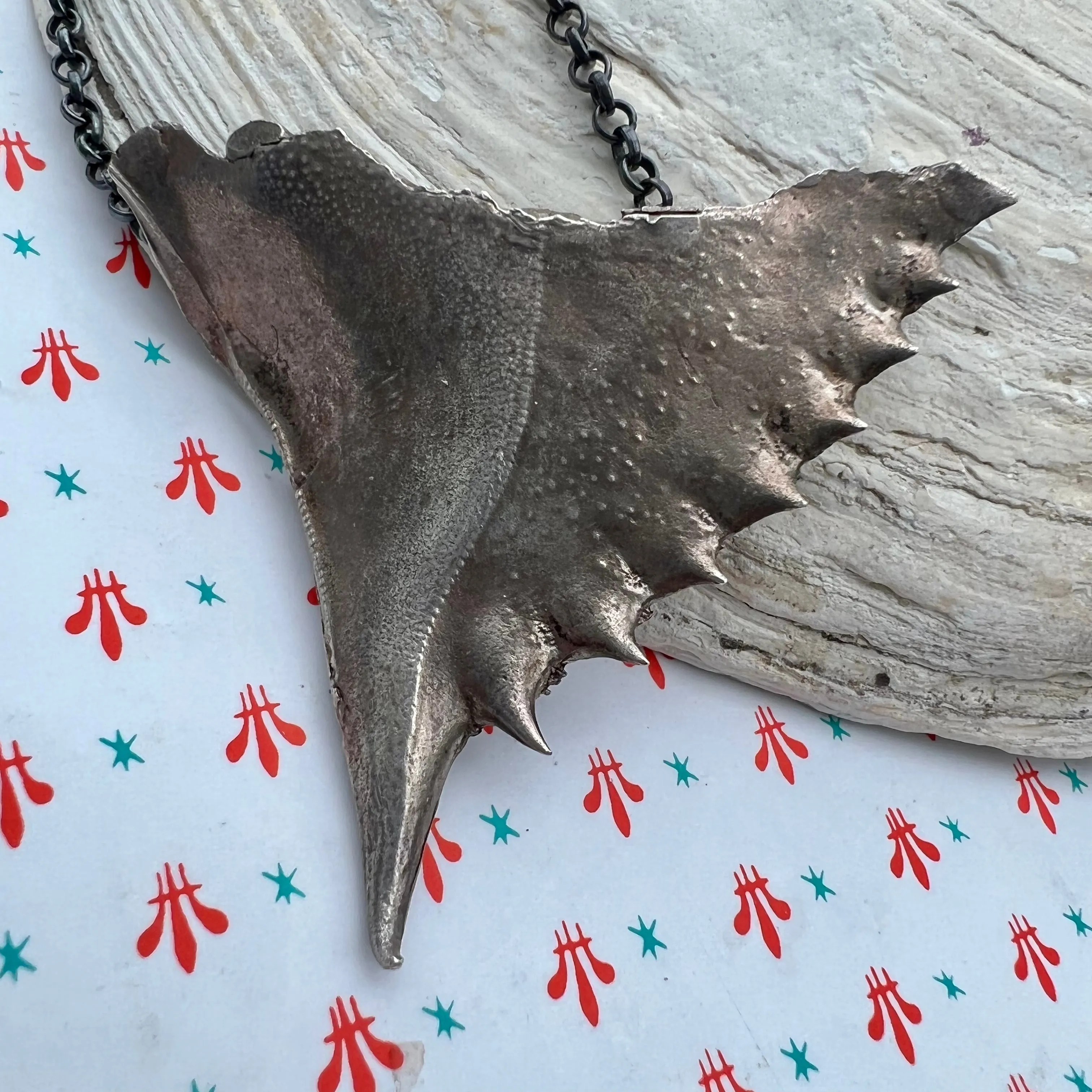 Silver TELSUN Fossil Crab Amulet