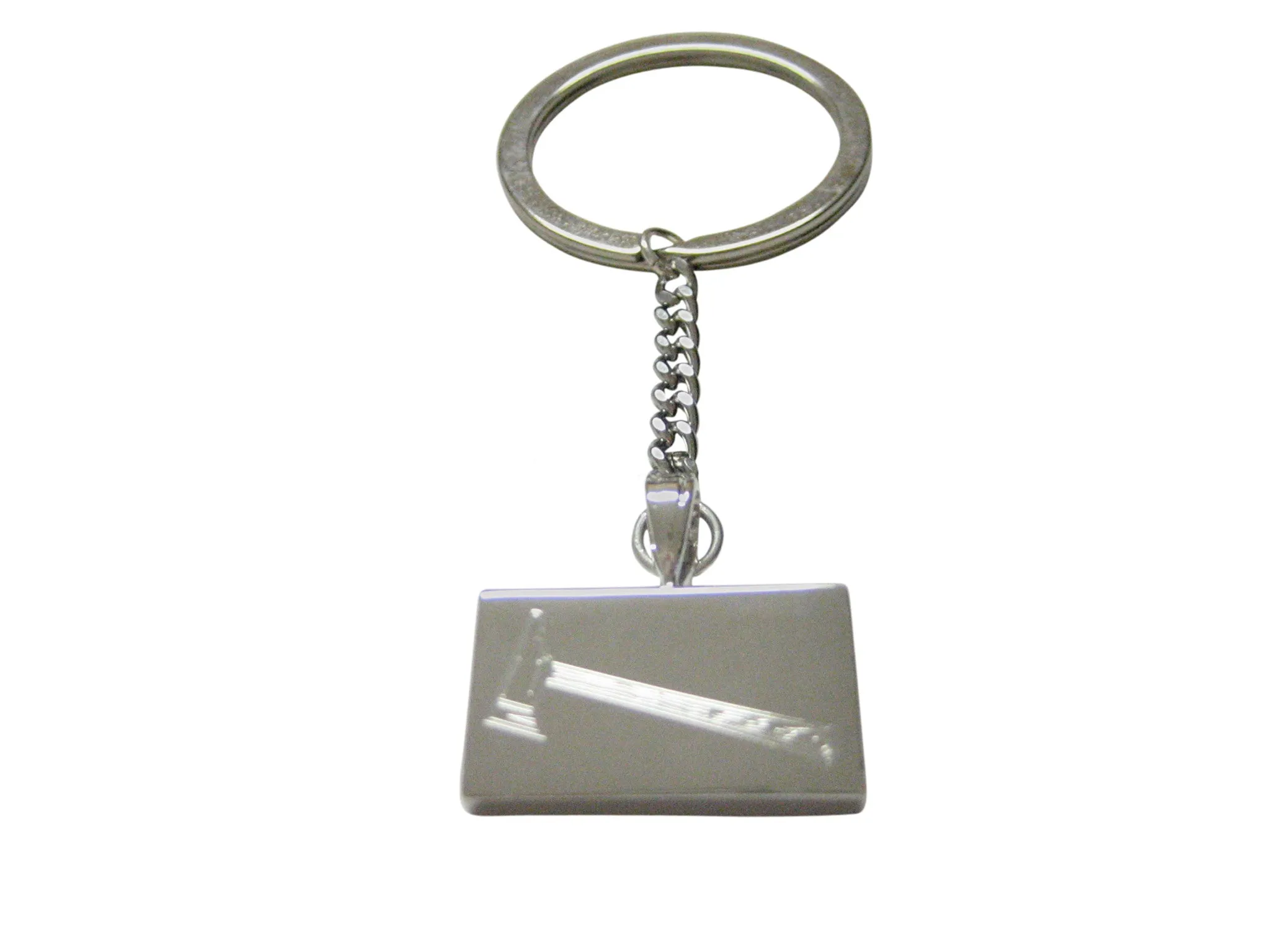 Silver Toned Etched Axe Keychain