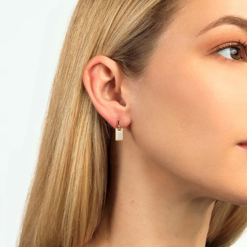 Small Pave Diamond Tag Single Earring