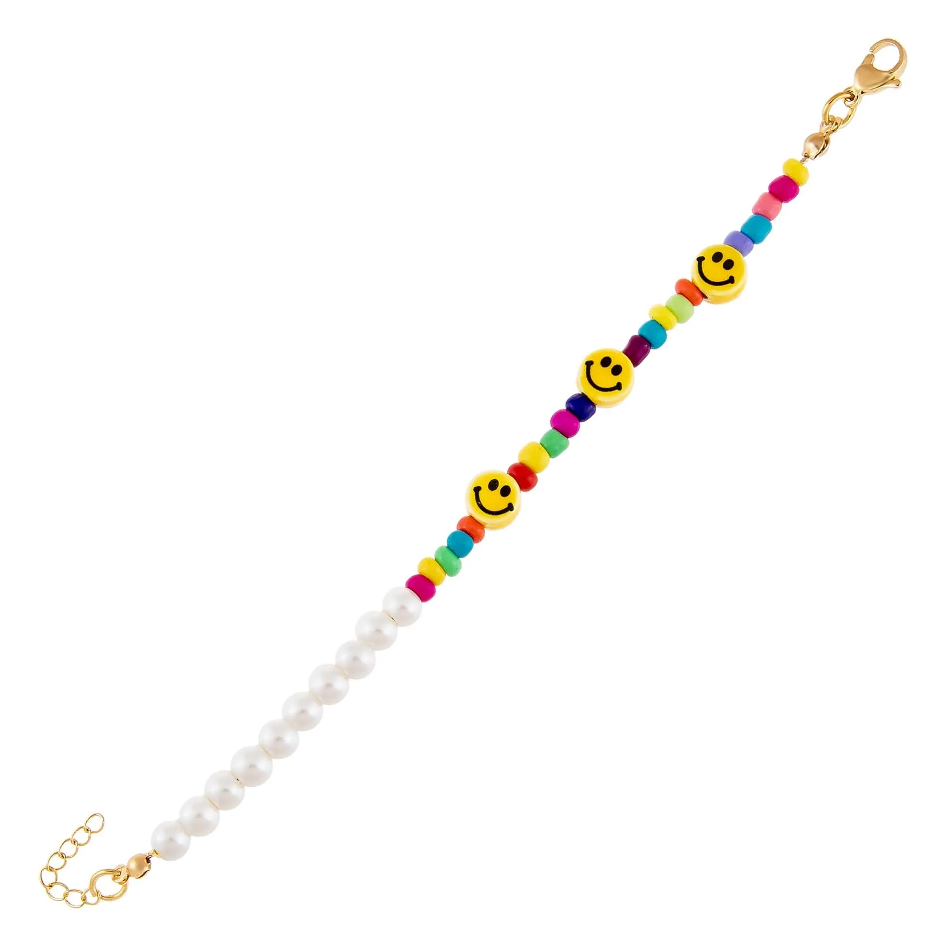 Smiley Face X Pearl Bracelet