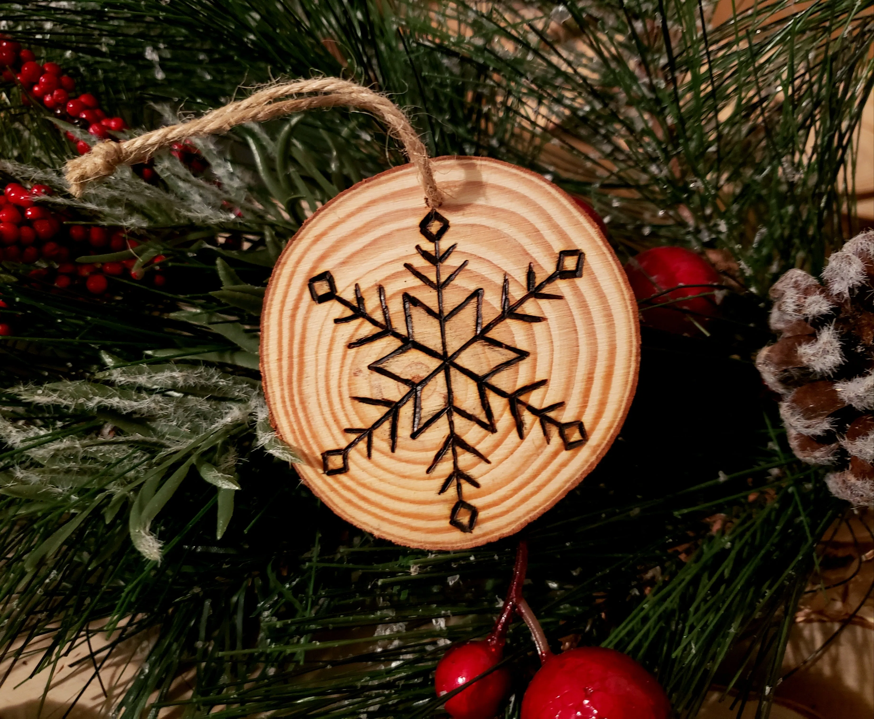 Snowflake Wood Ornament #2