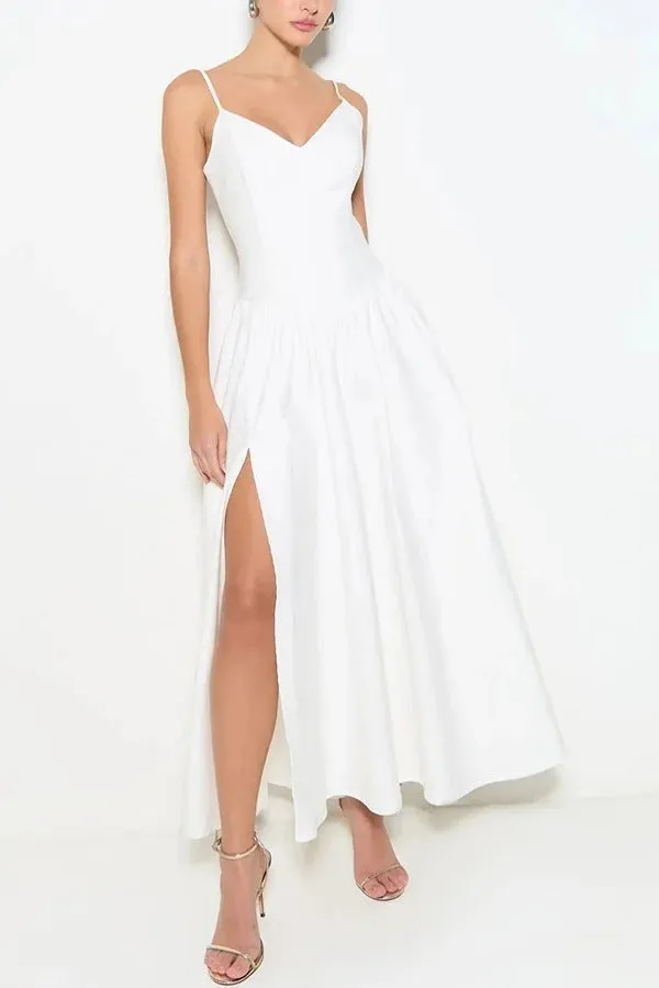 Sofie Back Smocked Pocketed High Waist Umbrella Slip Midi Dress