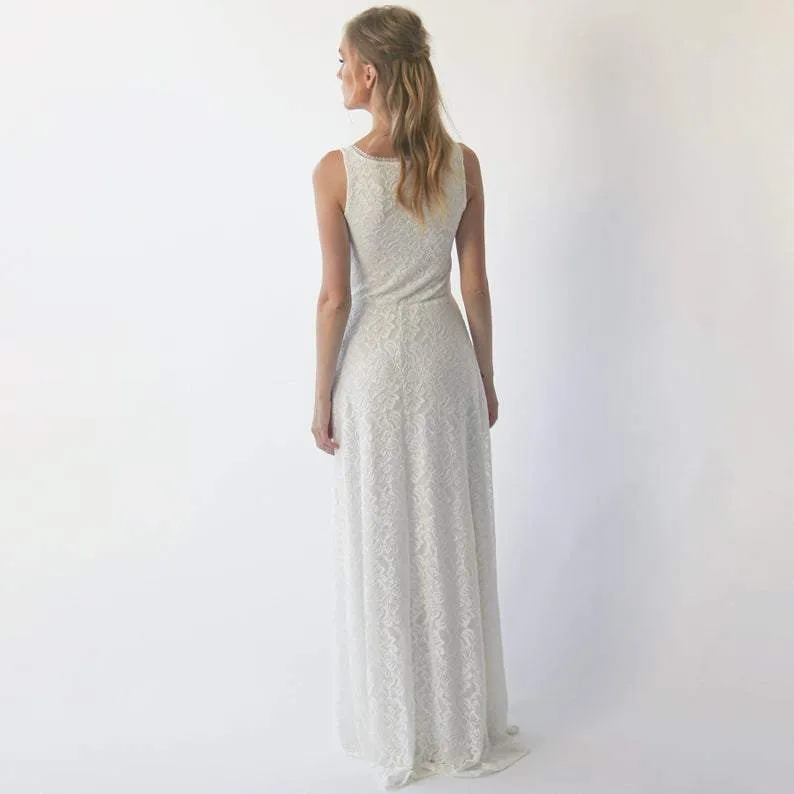 Square Neckline Rustic  Wedding Dress  #1277