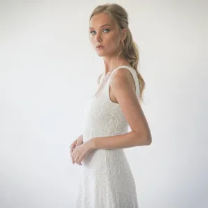Square Neckline Rustic  Wedding Dress  #1277