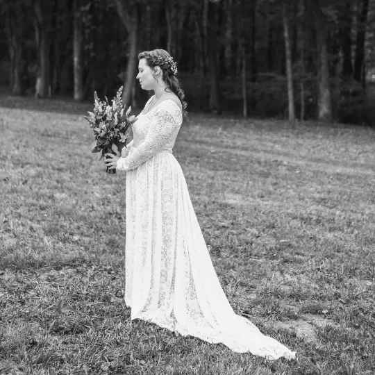 Square Neckline Wedding Train Dress #1207