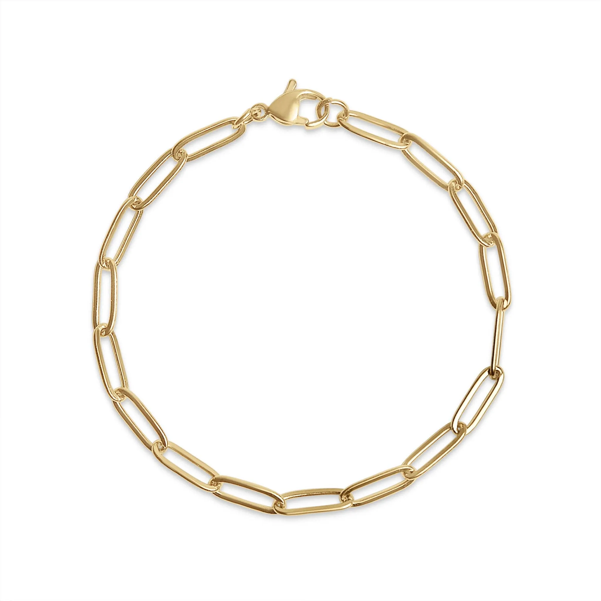 Stainless Steel Paperclip Chain Bracelet Gold / 7"