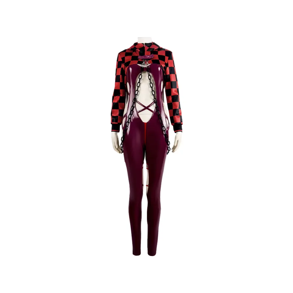 Stellar Blade EVE Racer's High Black-red Grid Suit Leather Jumpsuit Ensemble Game Character Cosplay Costume Outfits