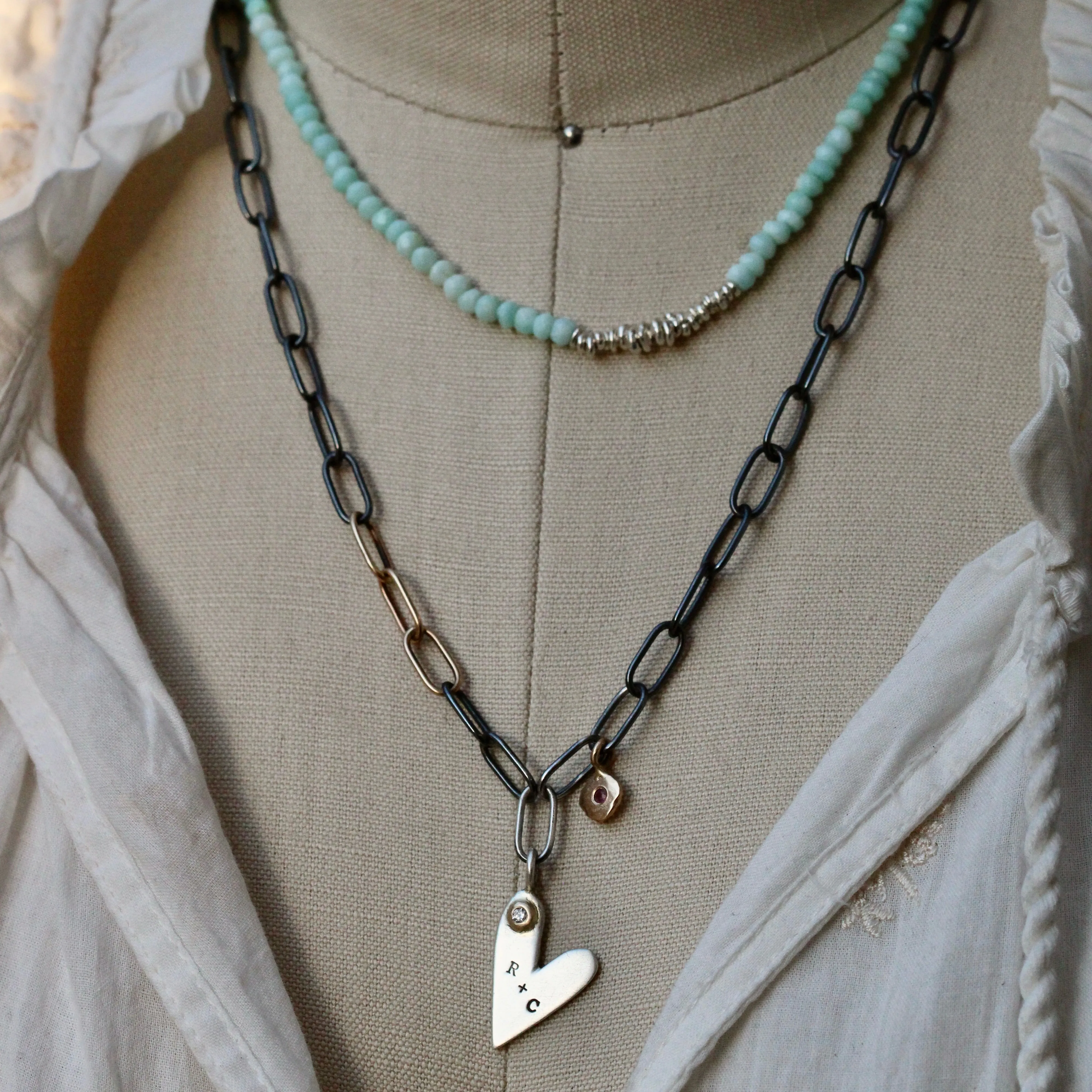 Sterling silver and 14k gold paperclip handmade chain