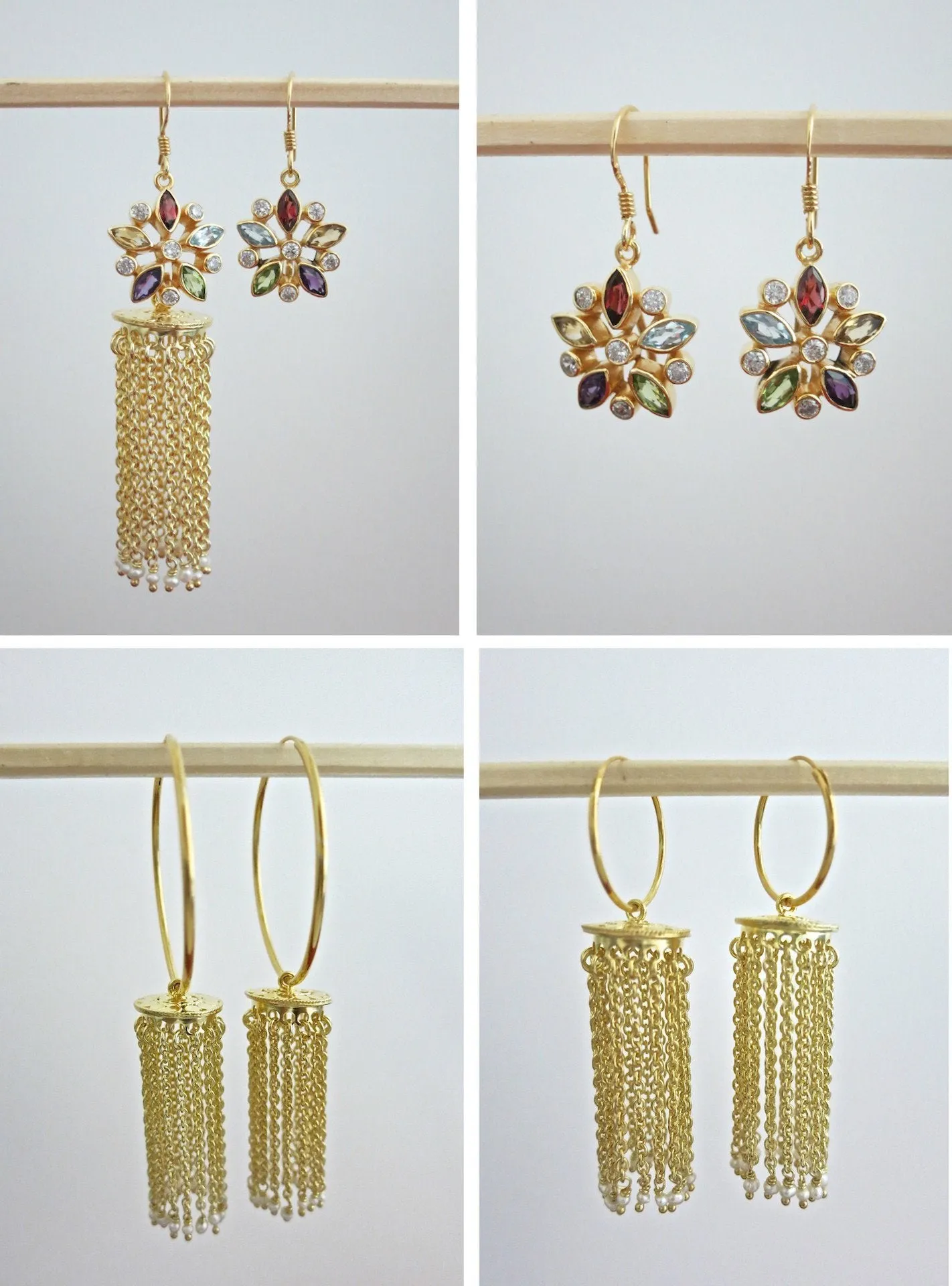 Stunning gold-plated detachable cascading chains jhumkas