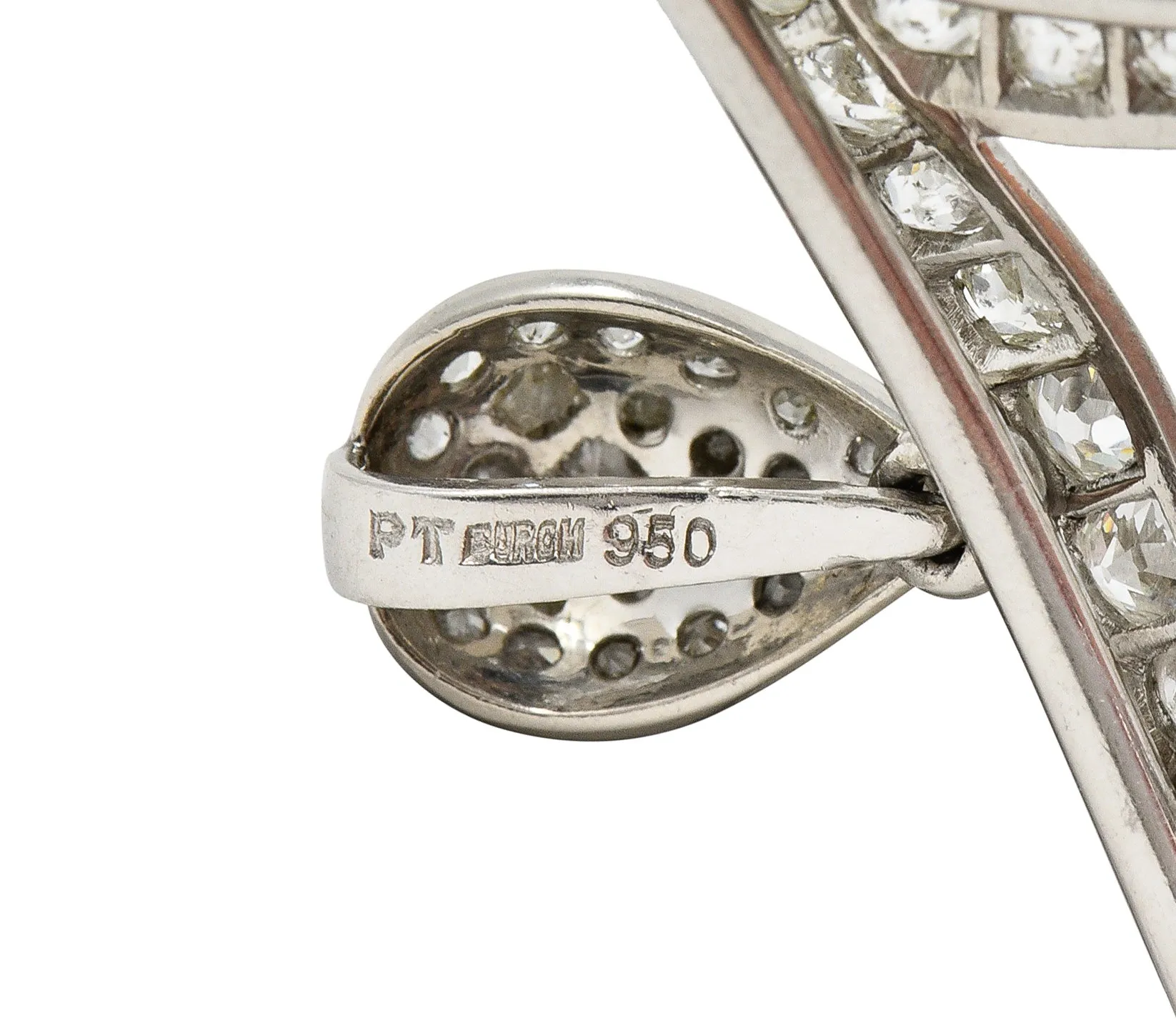 Substantial Art Deco 9.42 CTW Old European & Mine Cut Platinum Germanic Cross Vintage Pendant Meinrad Burch-Korrodi