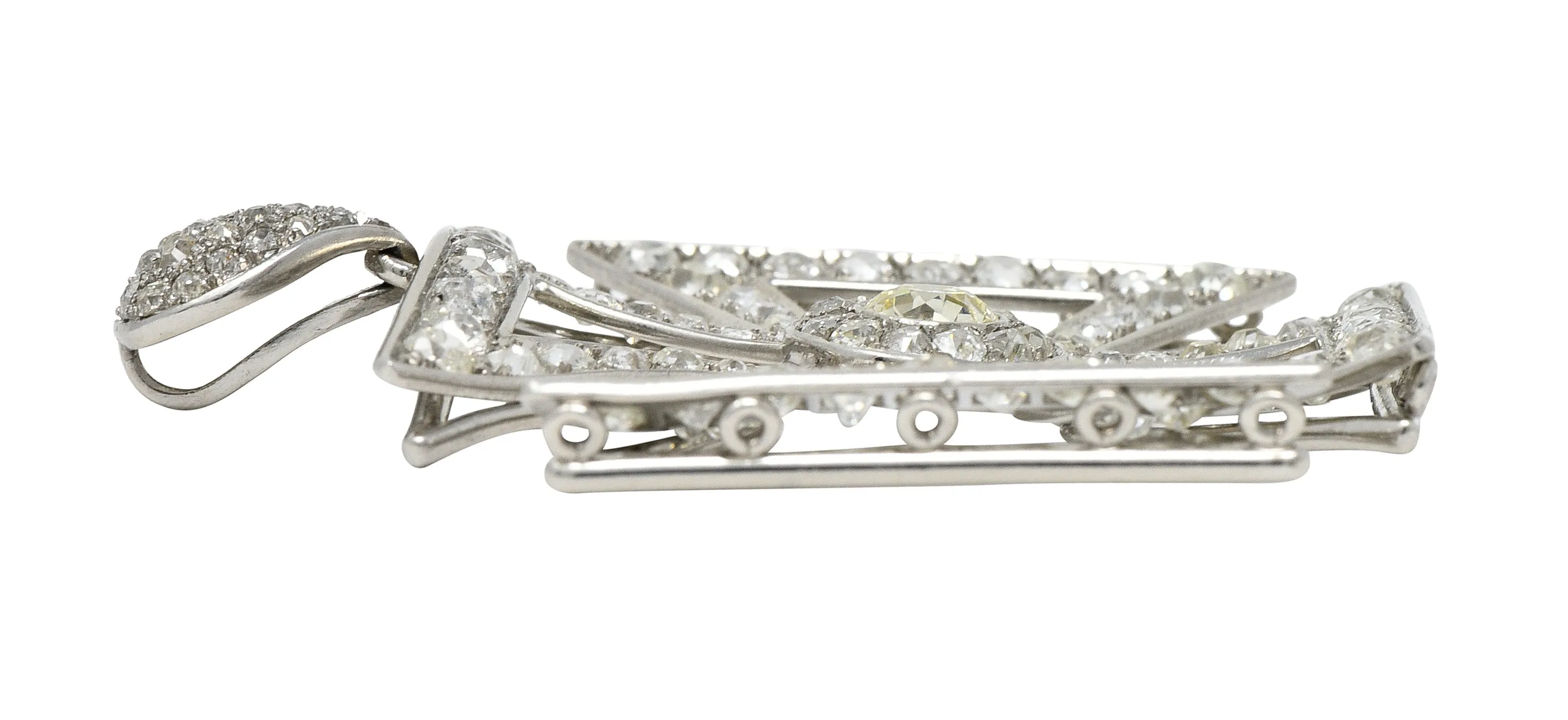Substantial Art Deco 9.42 CTW Old European & Mine Cut Platinum Germanic Cross Vintage Pendant Meinrad Burch-Korrodi