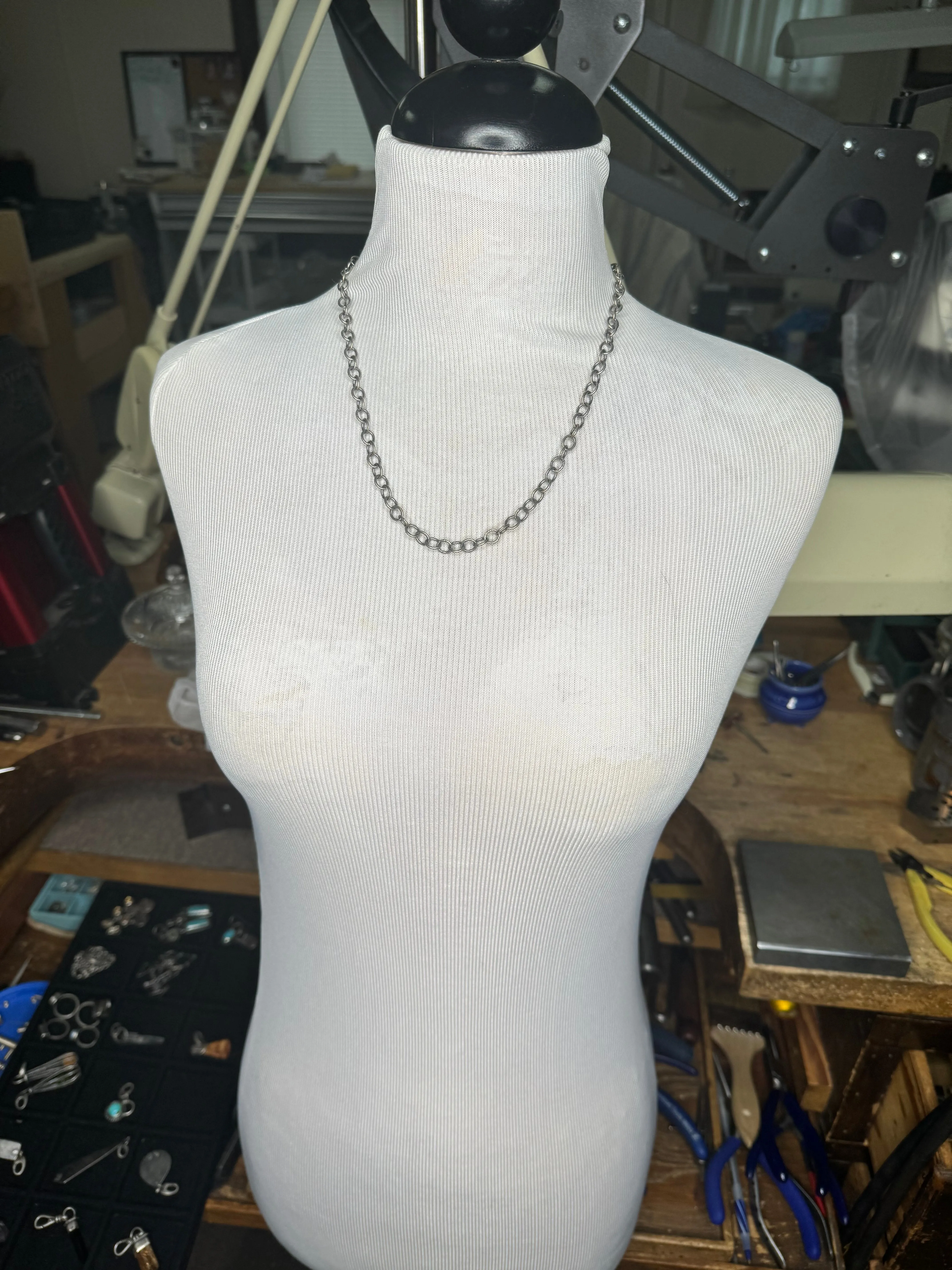 Textured Silver Cable Chain 20"