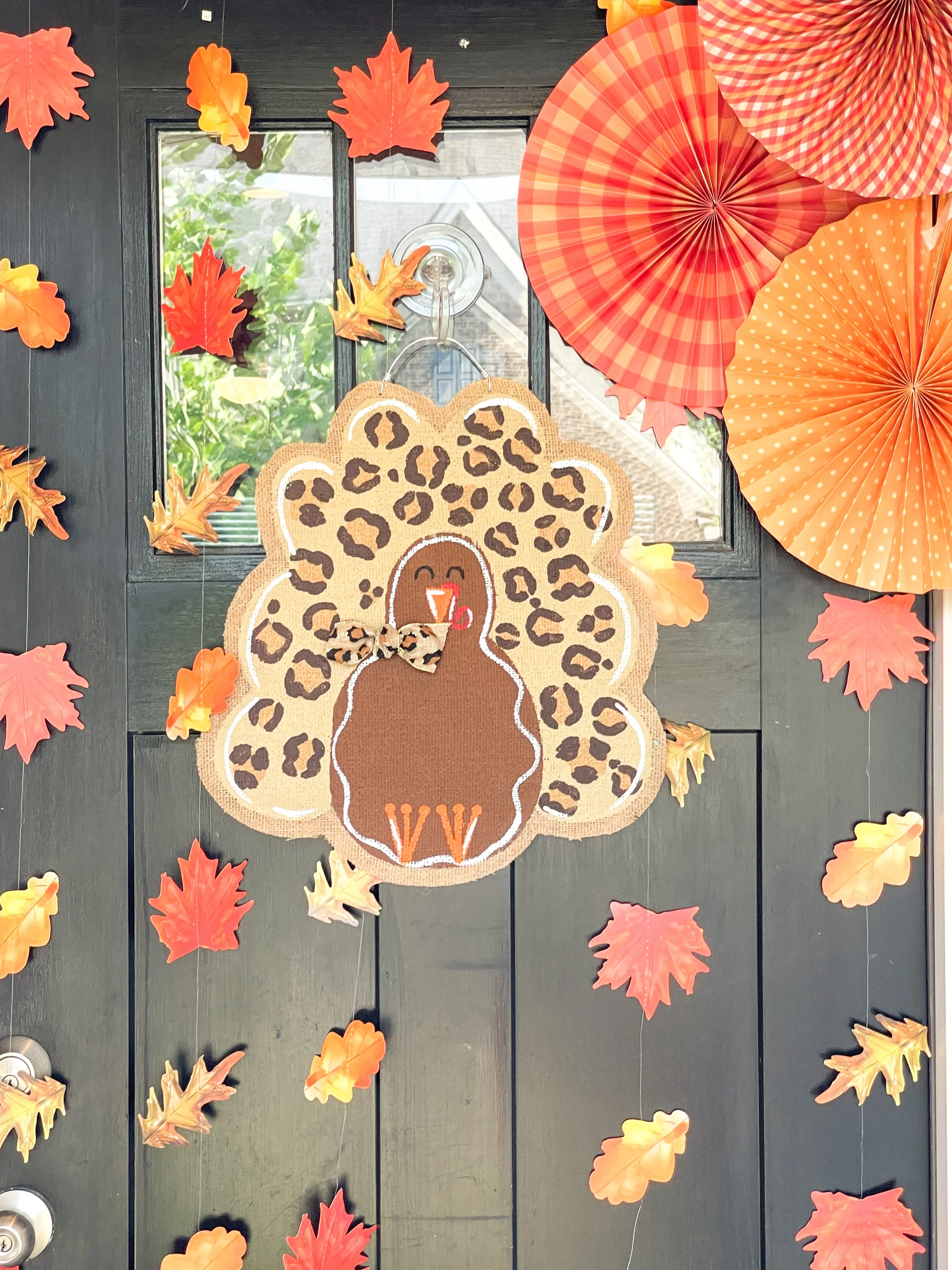 Thanksgiving Turkey Door Hanger - leopard