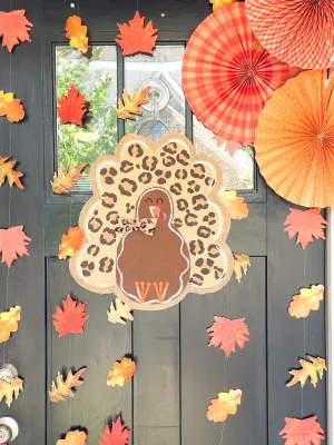 Thanksgiving Turkey Door Hanger - leopard