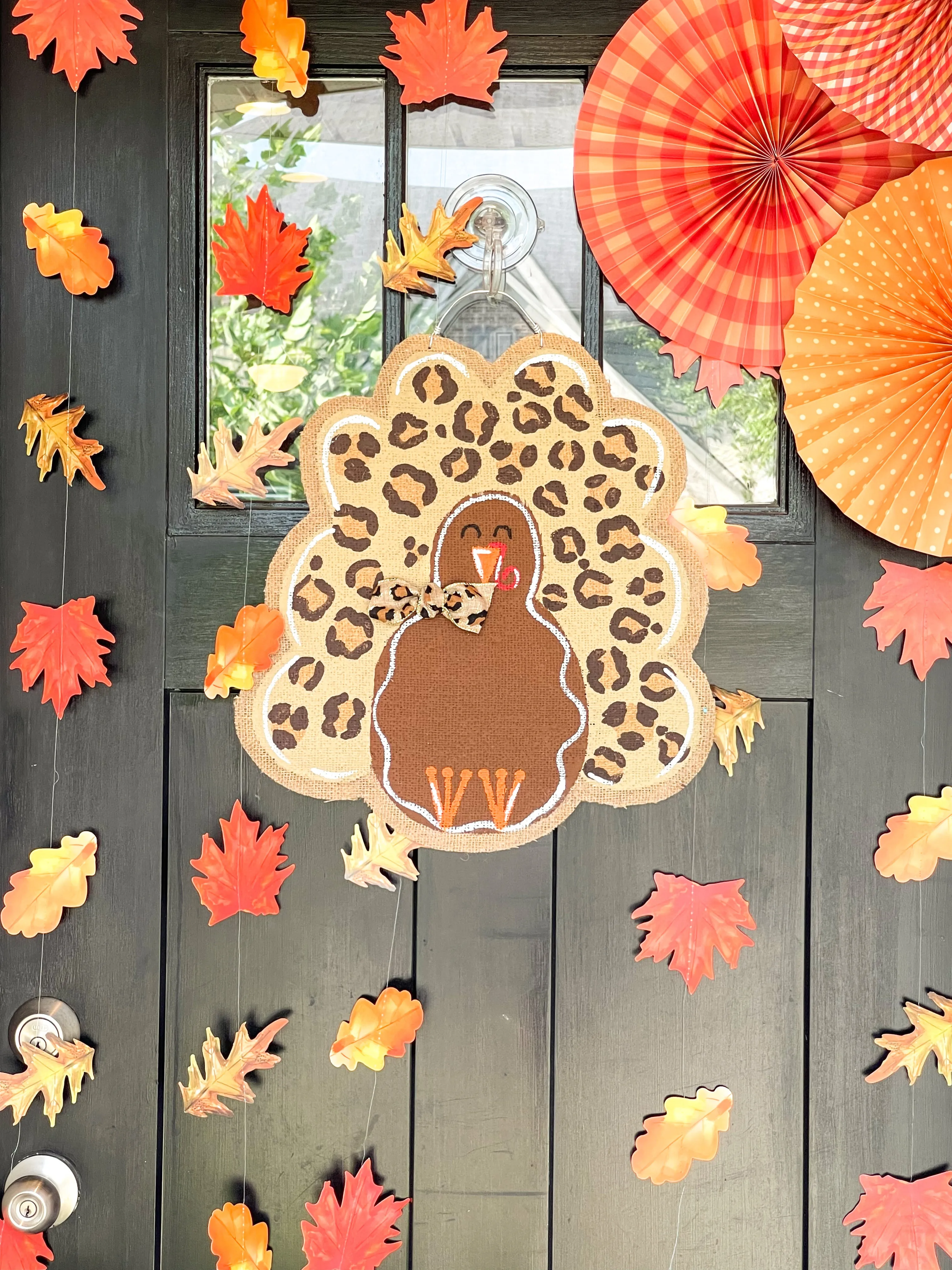 Thanksgiving Turkey Door Hanger - leopard