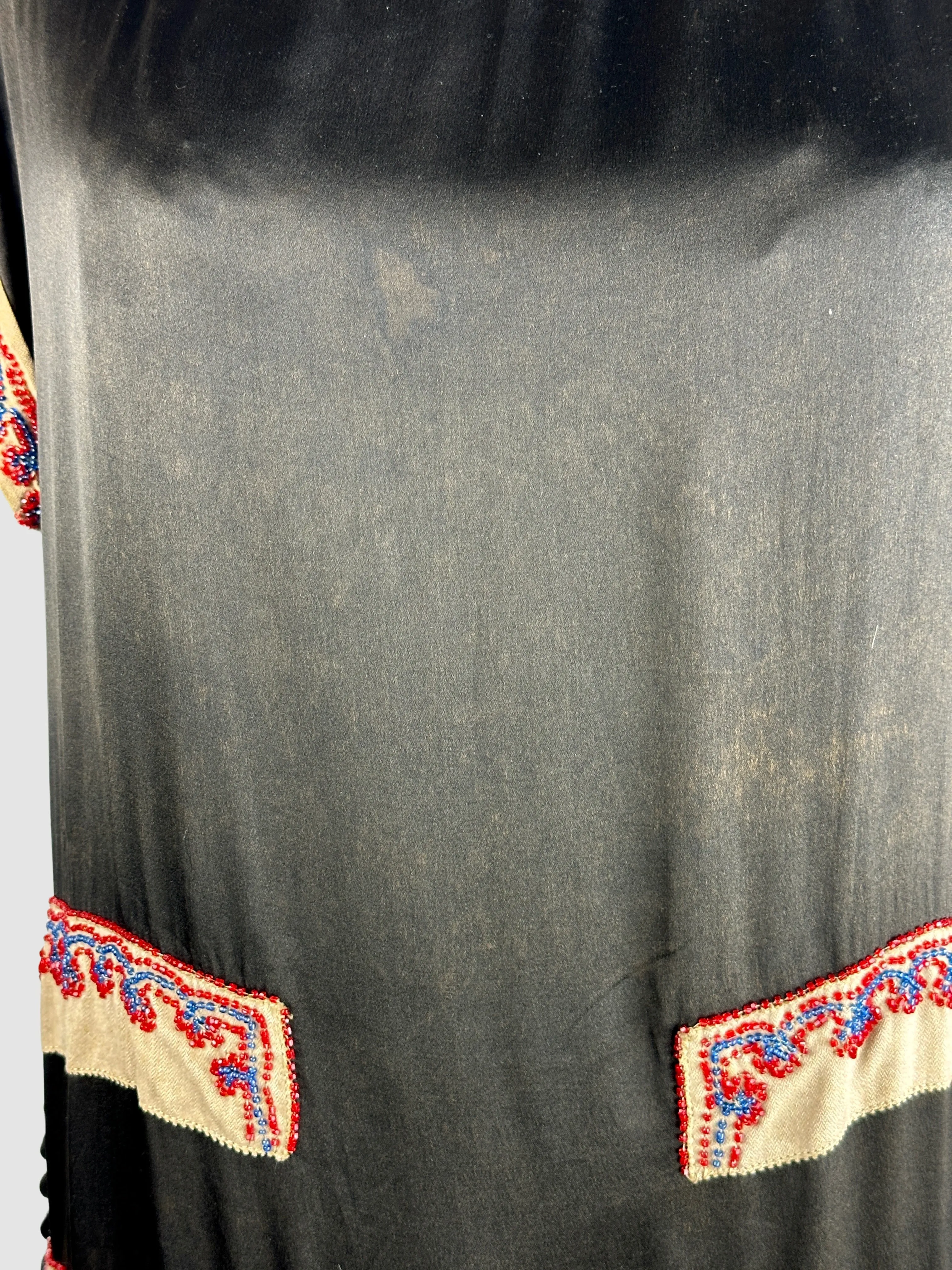 THE BEAD GENERATION  20s Beaded Silk Dress with Jewel Tone Beads • Medium