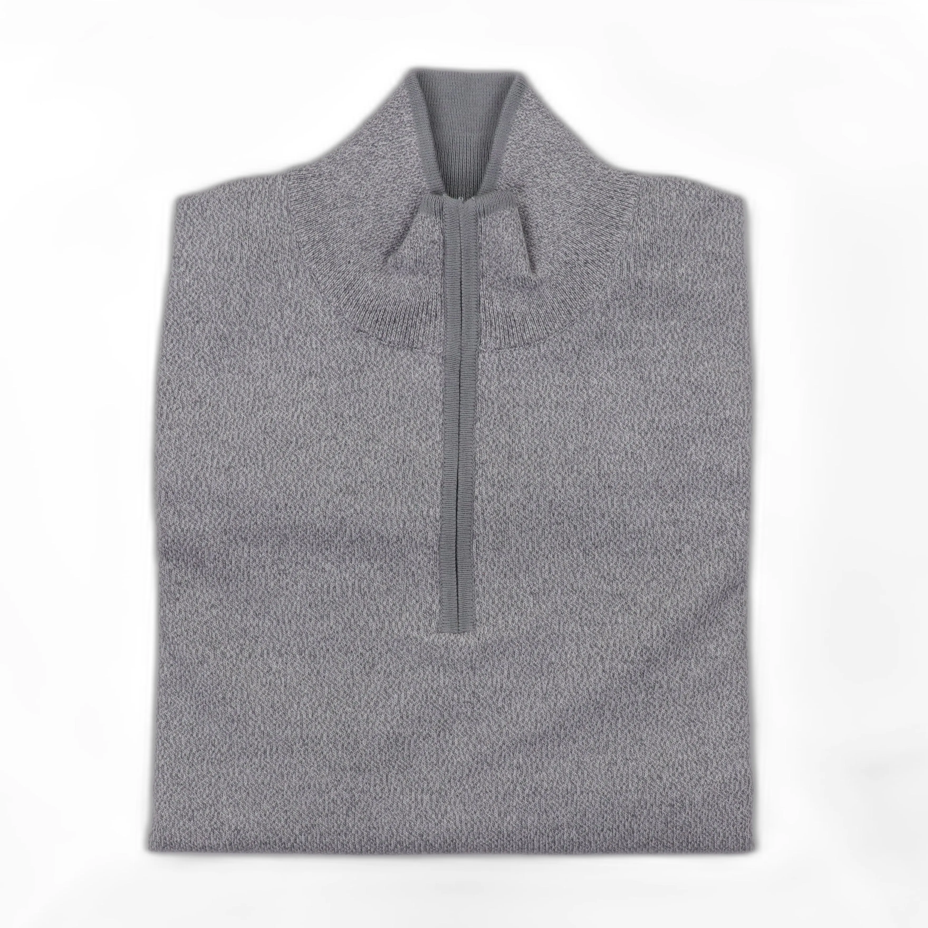 The Hagen Cotton-Cashmere Quarter Zip in Marled Silver