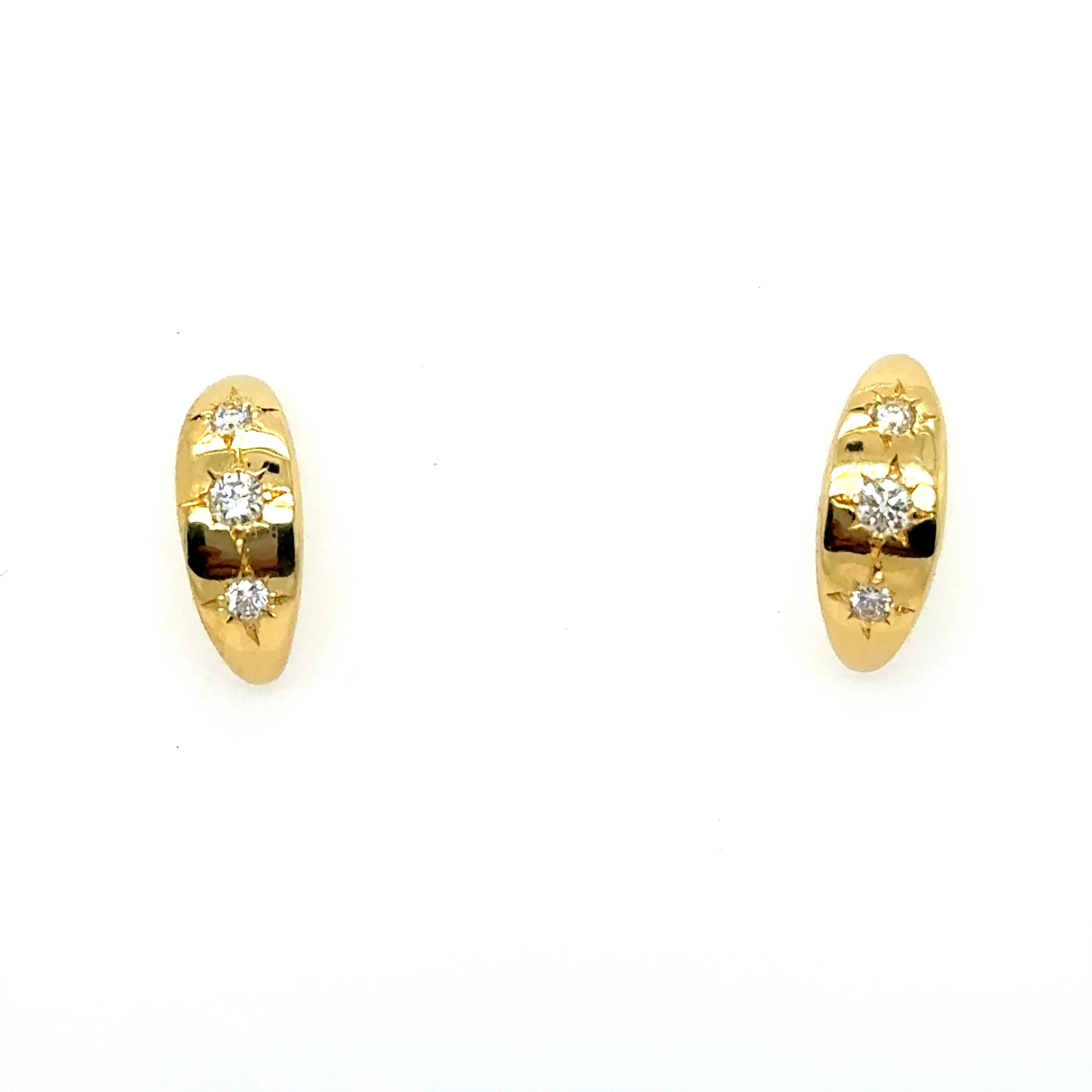 The Perfect Rounded Half Moon Huggie with Diamonds, 18K Yellow Gold.