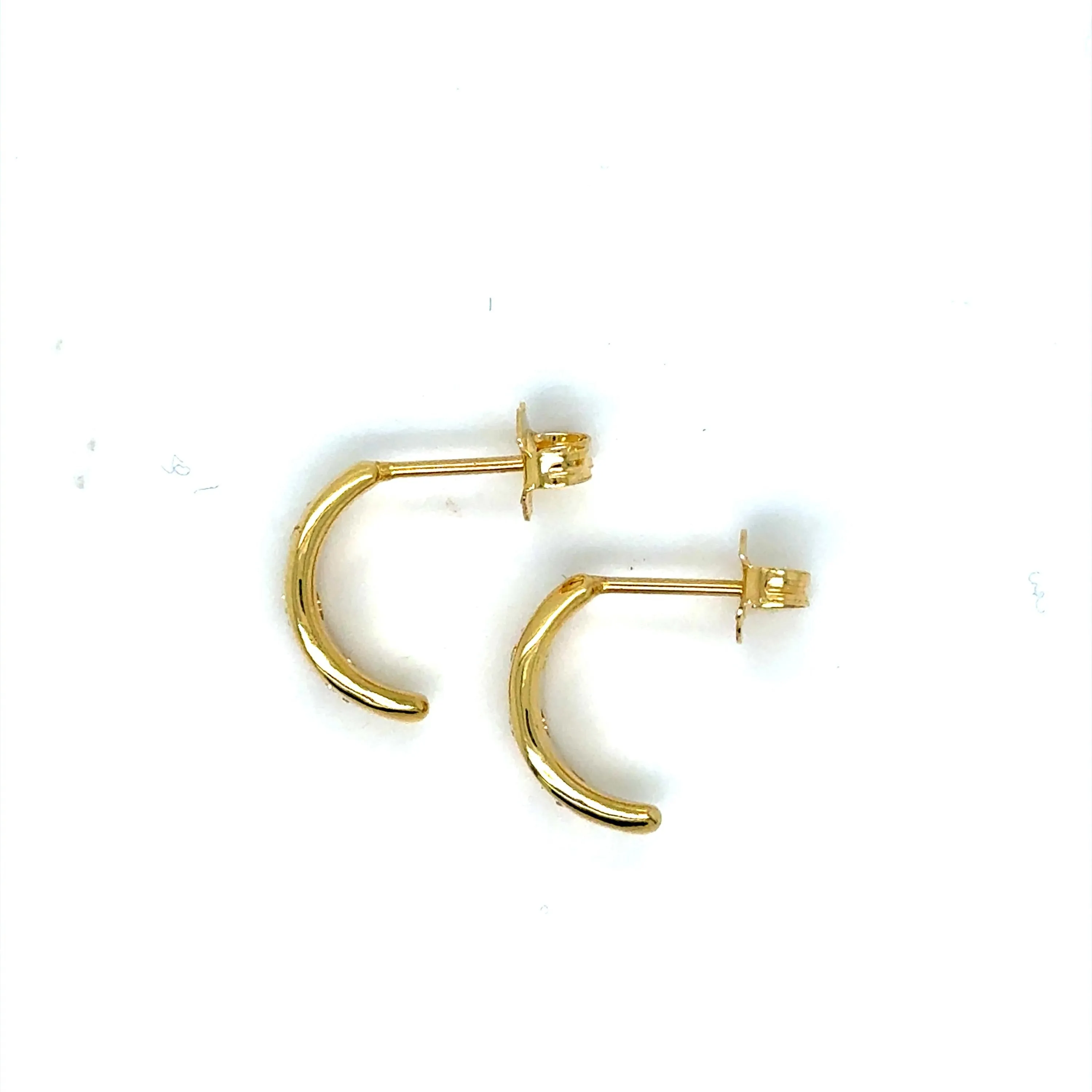 The Perfect Rounded Half Moon Huggie with Diamonds, 18K Yellow Gold.