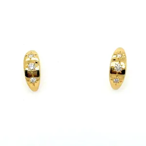 The Perfect Rounded Half Moon Huggie with Diamonds, 18K Yellow Gold.