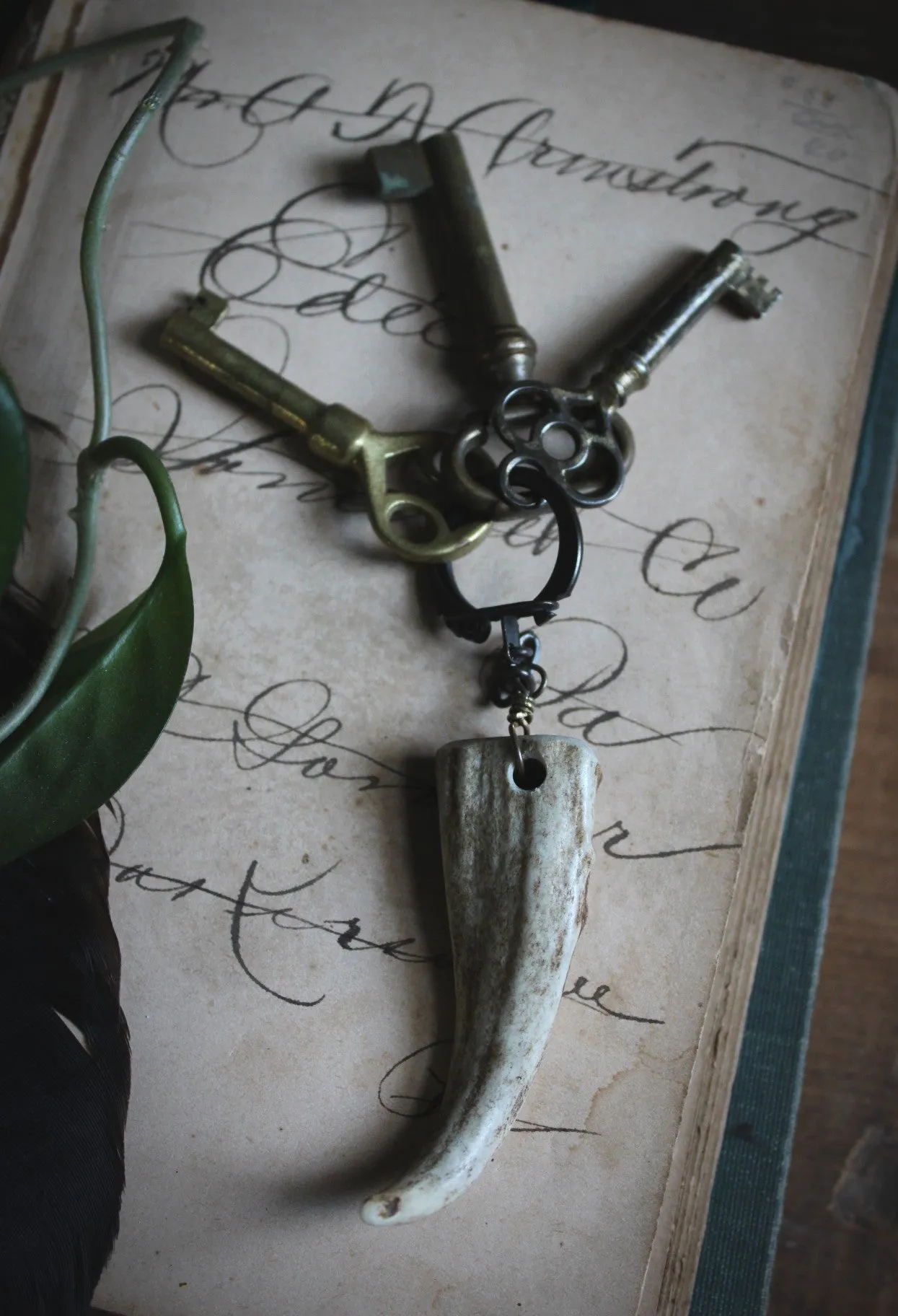 The Sacred Grove | The Gatekeeper, Stag. Woodland Naturally Shed Deer Antler Vintage Key Ring.