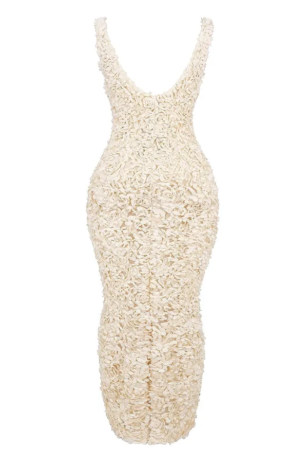 Three-Dimensional Flower Sexy High Waist Slim Fit Dress