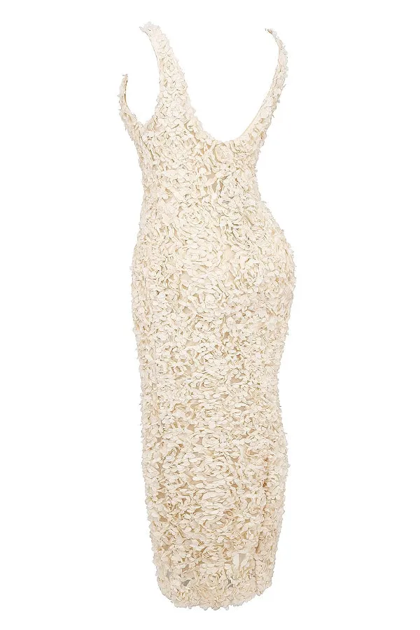 Three-Dimensional Flower Sexy High Waist Slim Fit Dress