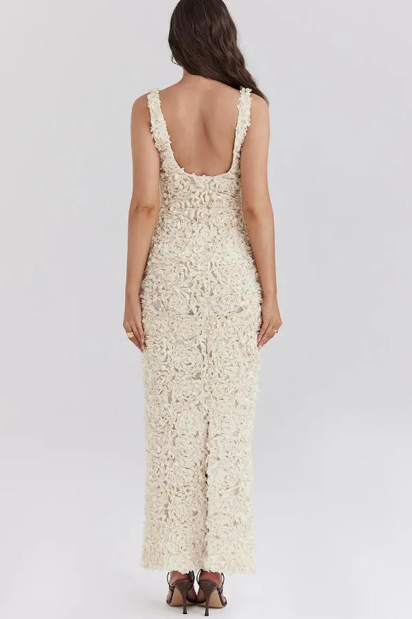 Three-Dimensional Flower Sexy High Waist Slim Fit Dress