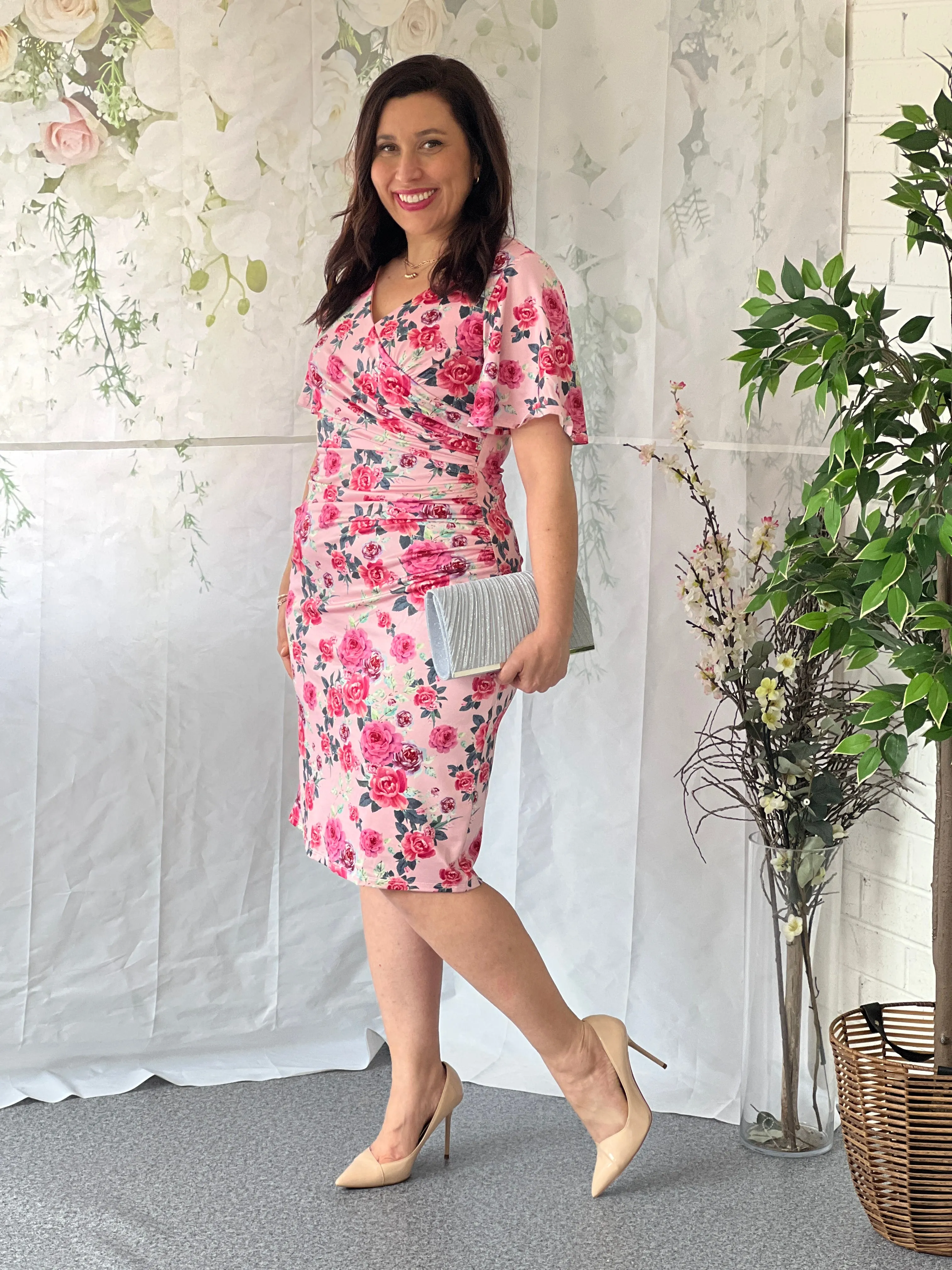 Tia Pink Floral Party Dress