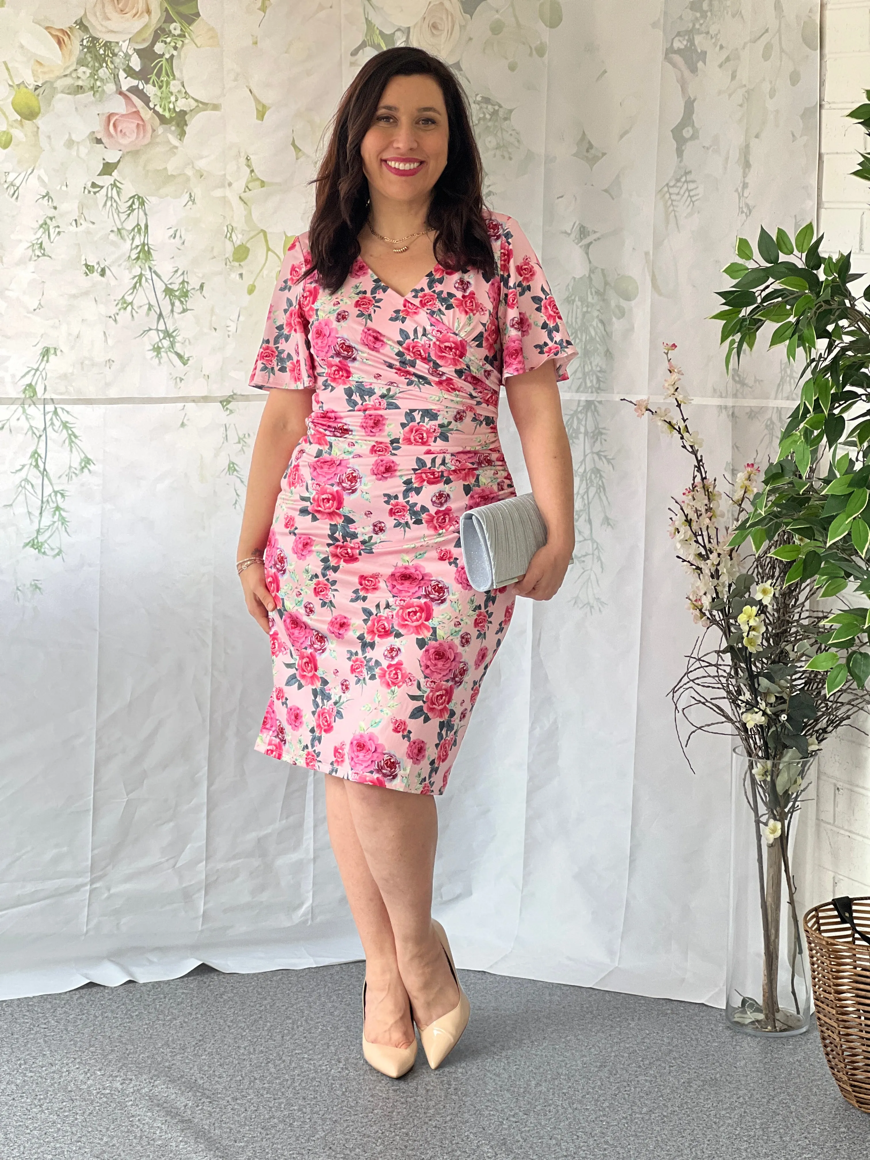 Tia Pink Floral Party Dress