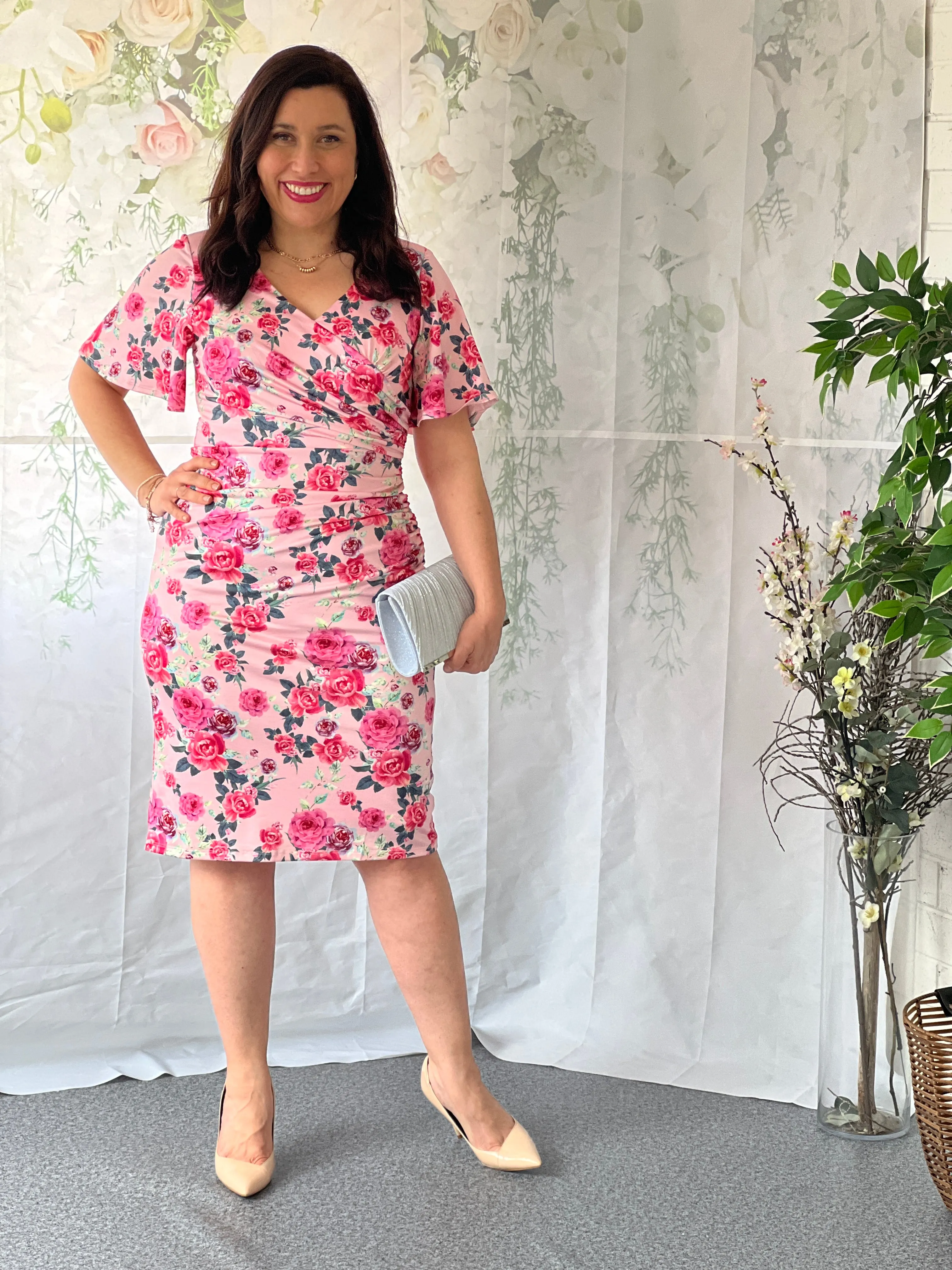 Tia Pink Floral Party Dress