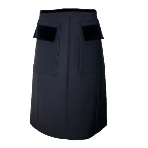 Tom Ford for Gucci Fall 2000 RTW Runway Black Wool Skirt with Velvet Pockets