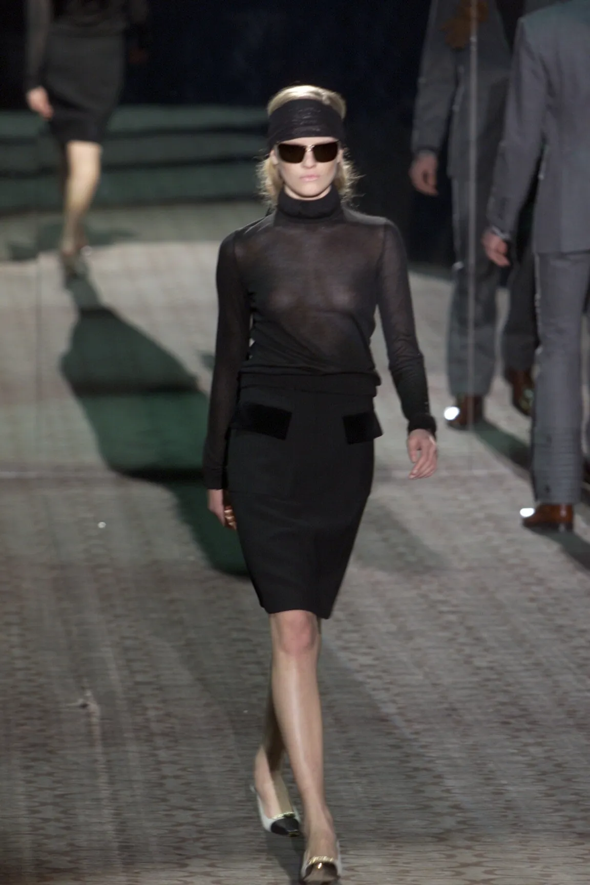 Tom Ford for Gucci Fall 2000 RTW Runway Black Wool Skirt with Velvet Pockets