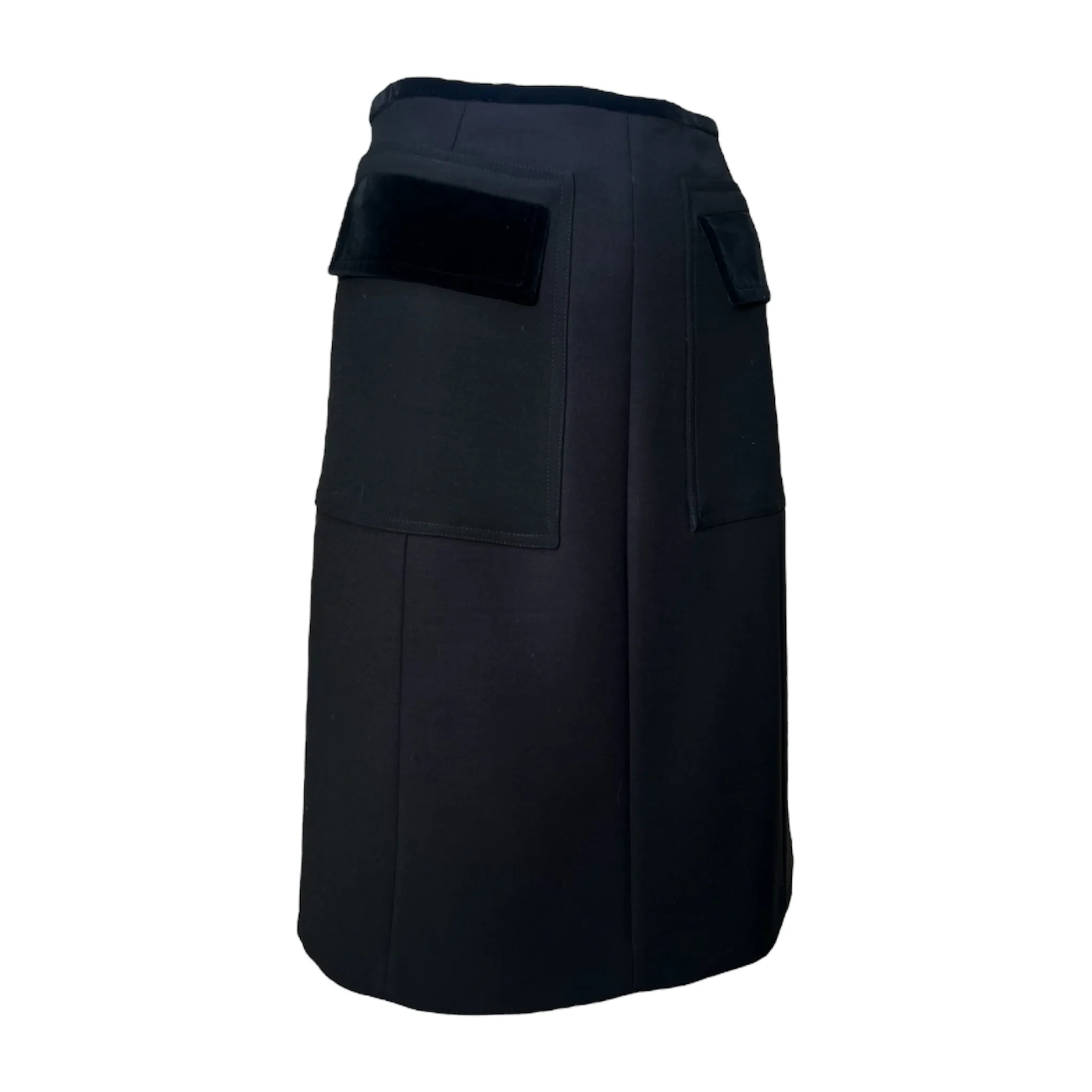 Tom Ford for Gucci Fall 2000 RTW Runway Black Wool Skirt with Velvet Pockets