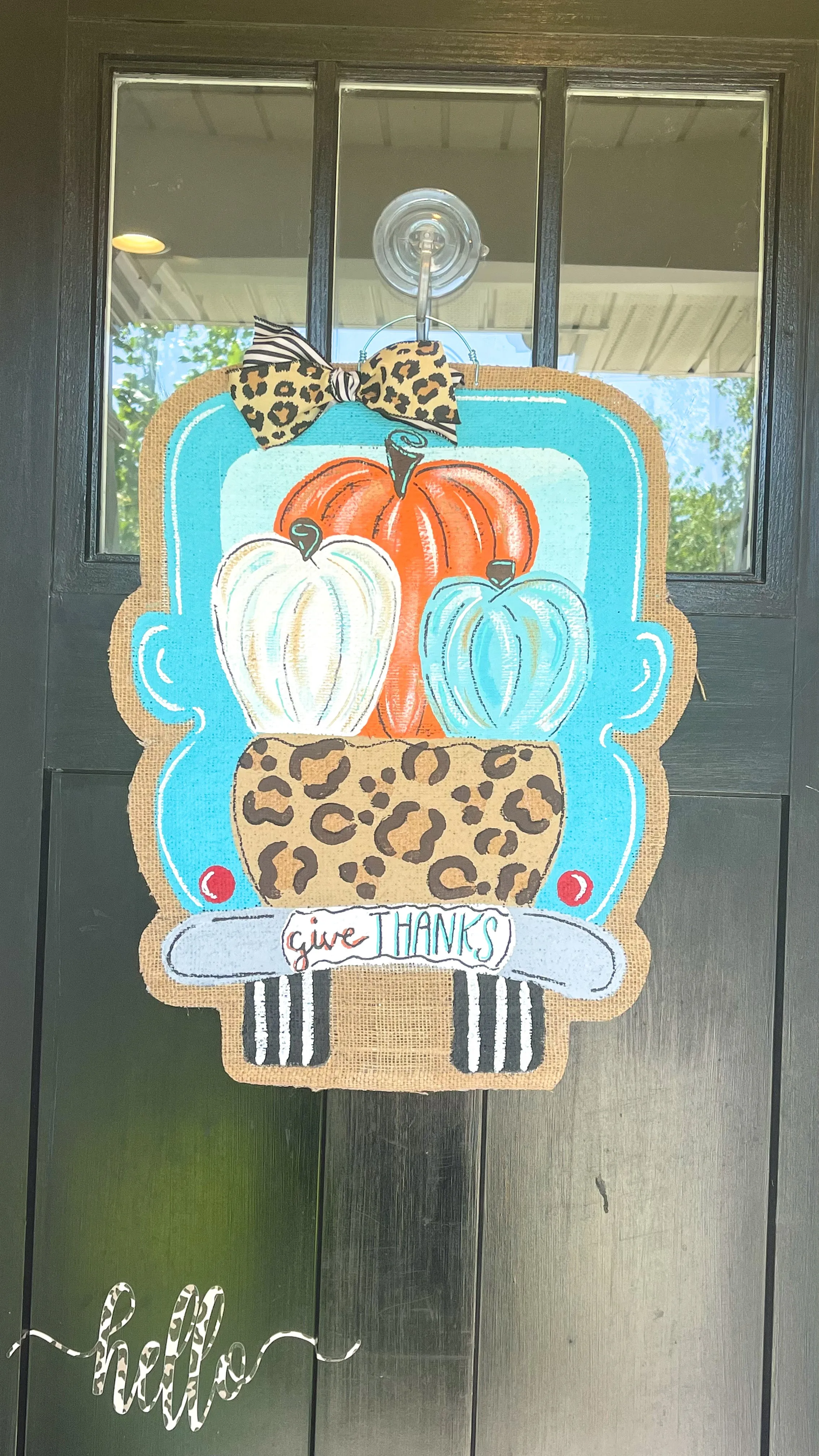Truck with Pumpkin Door Hanger - Leopard