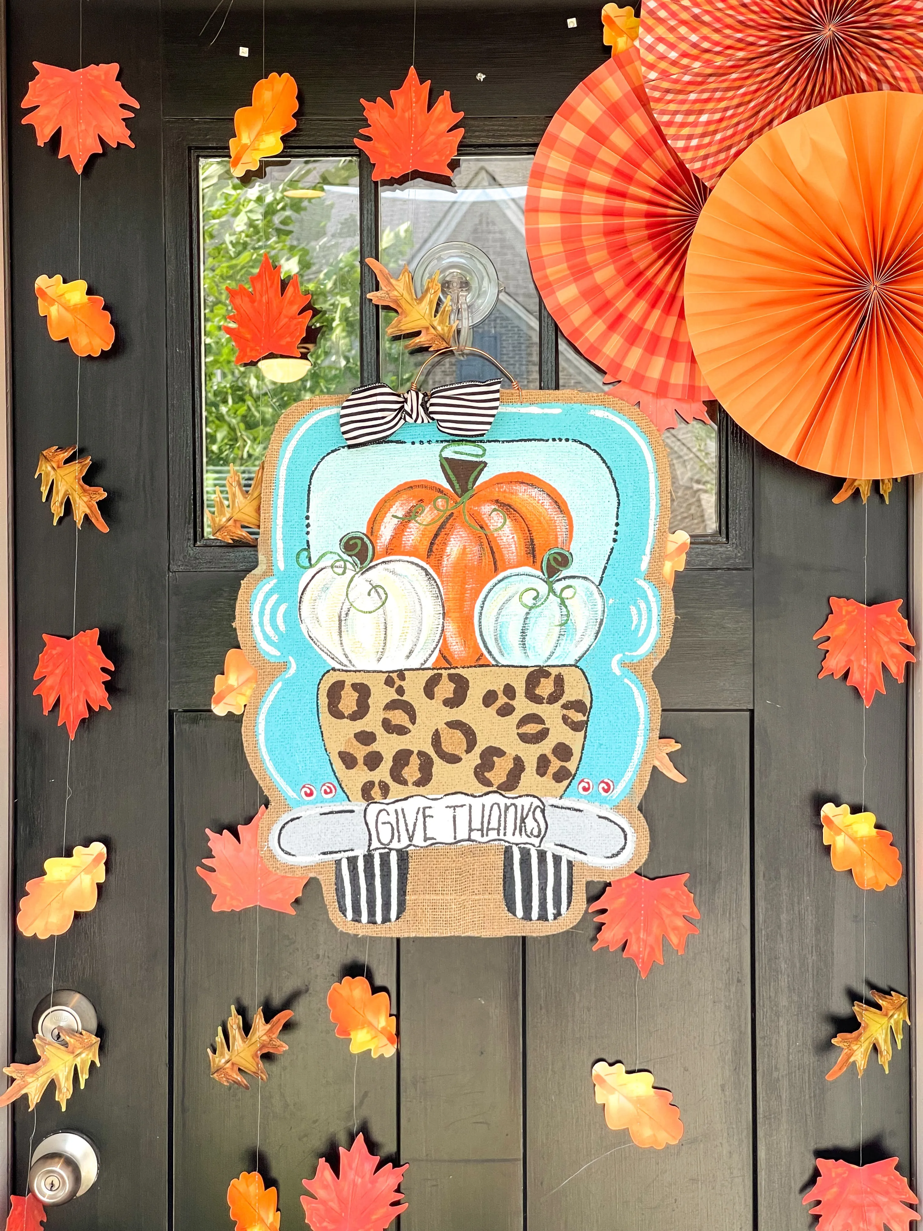 Truck with Pumpkin Door Hanger - Leopard